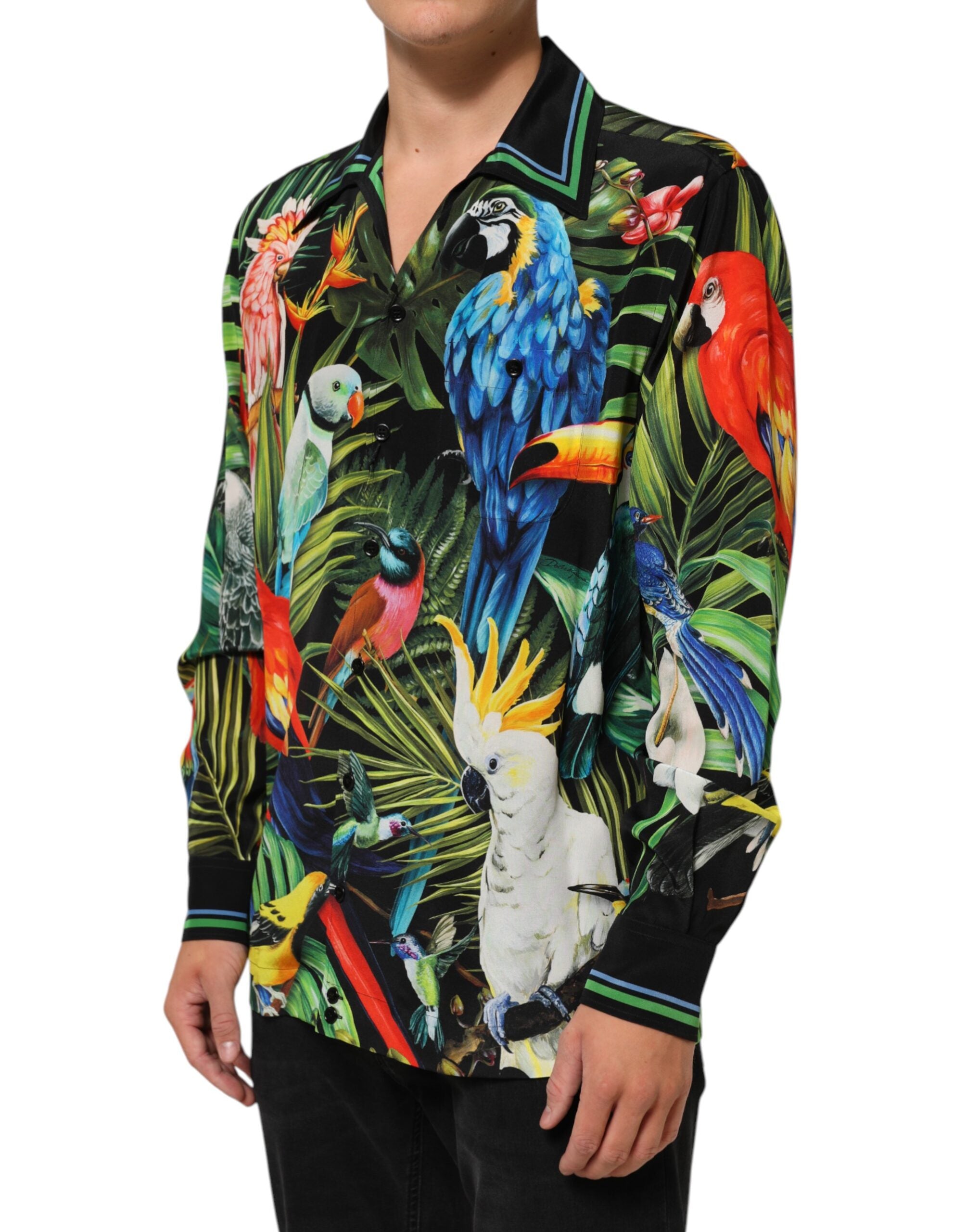 New Dolce & Gabbana Parrot Print Lounge Casual Shirt
