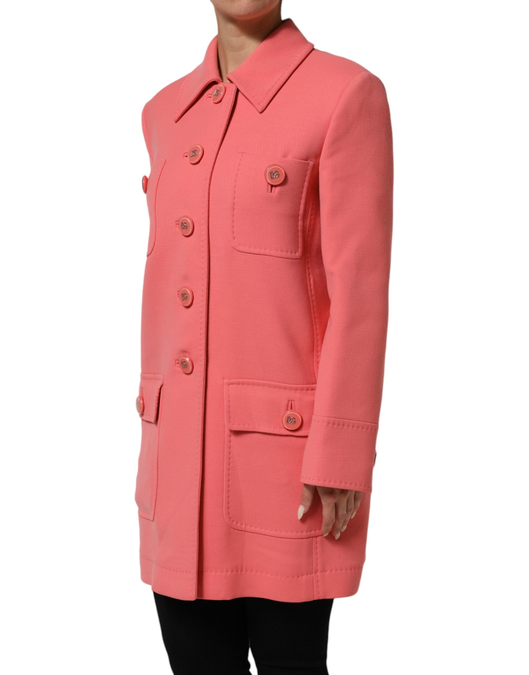 Pre-Owned Dolce & Gabbana Pink Buttoned Down Trench Coat Jacket