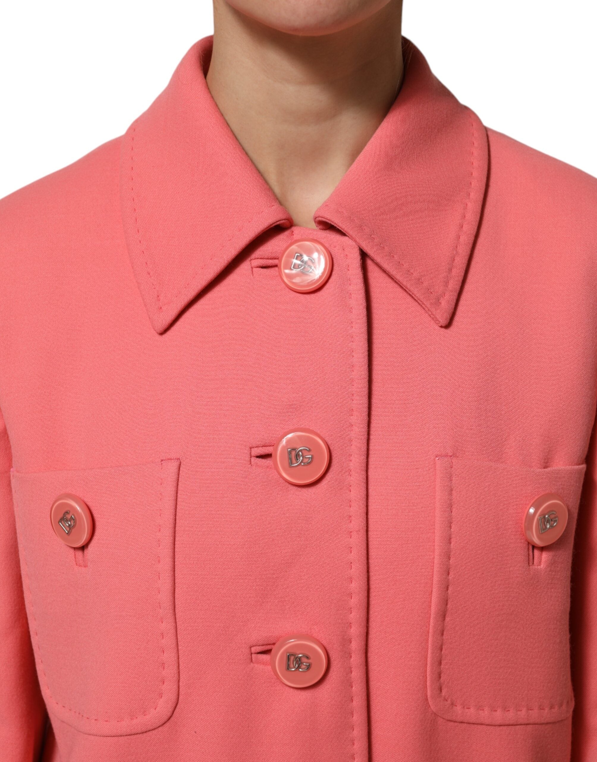 Pre-Owned Dolce & Gabbana Pink Buttoned Down Trench Coat Jacket