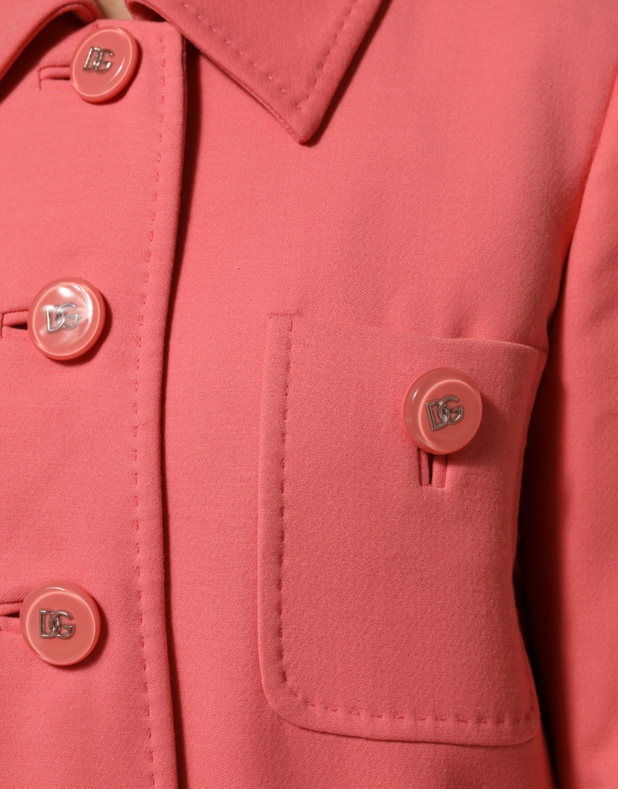Pre-Owned Dolce & Gabbana Pink Buttoned Down Trench Coat Jacket