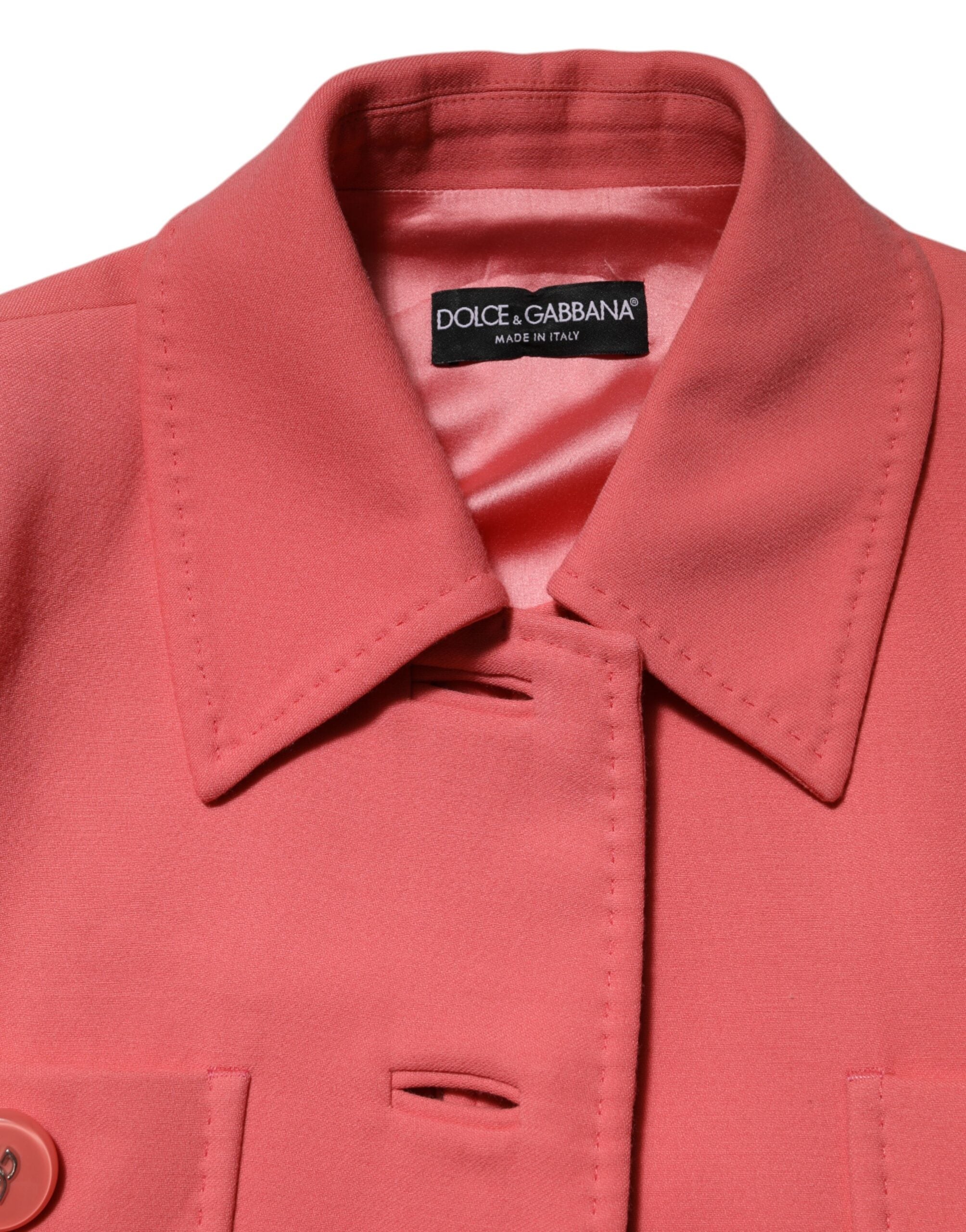 Pre-Owned Dolce & Gabbana Pink Buttoned Down Trench Coat Jacket
