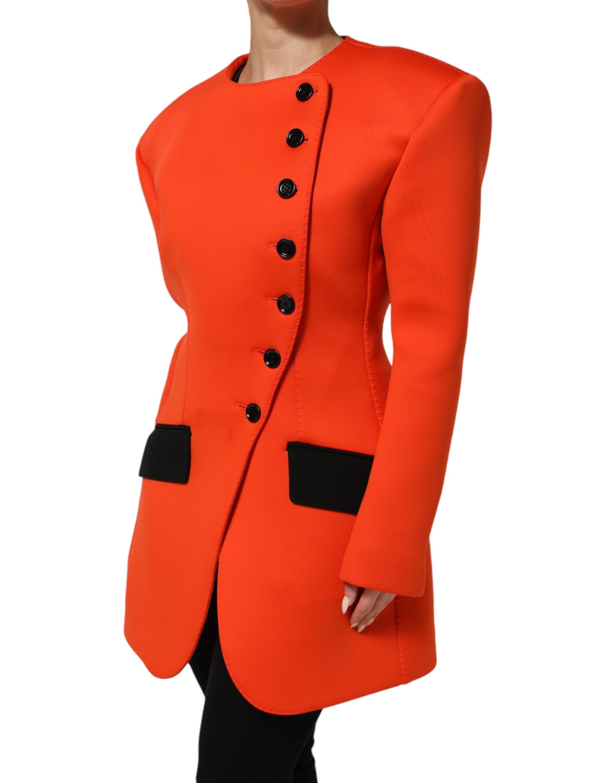 Dolce & Gabbana Red Buttoned Down Women Trench Coat Jacket