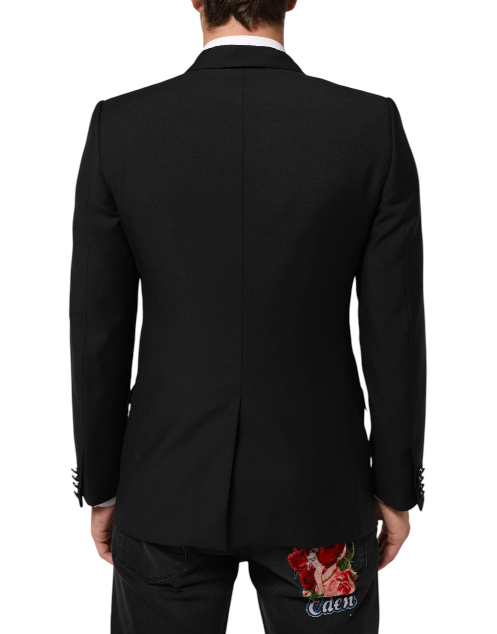 New Dolce & Gabbana Black Wool MARTINI 2 Button Men Suit Blazer