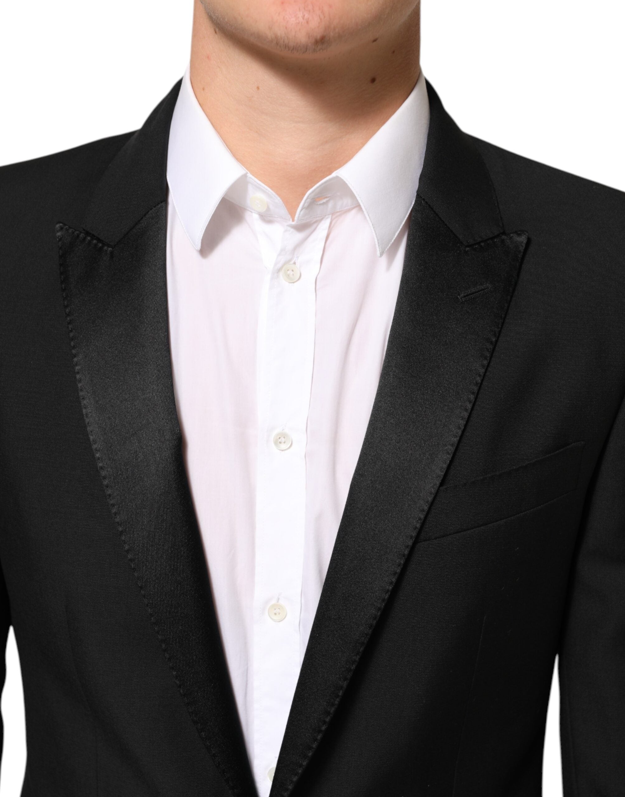 New Dolce & Gabbana Black Wool MARTINI 2 Button Men Suit Blazer