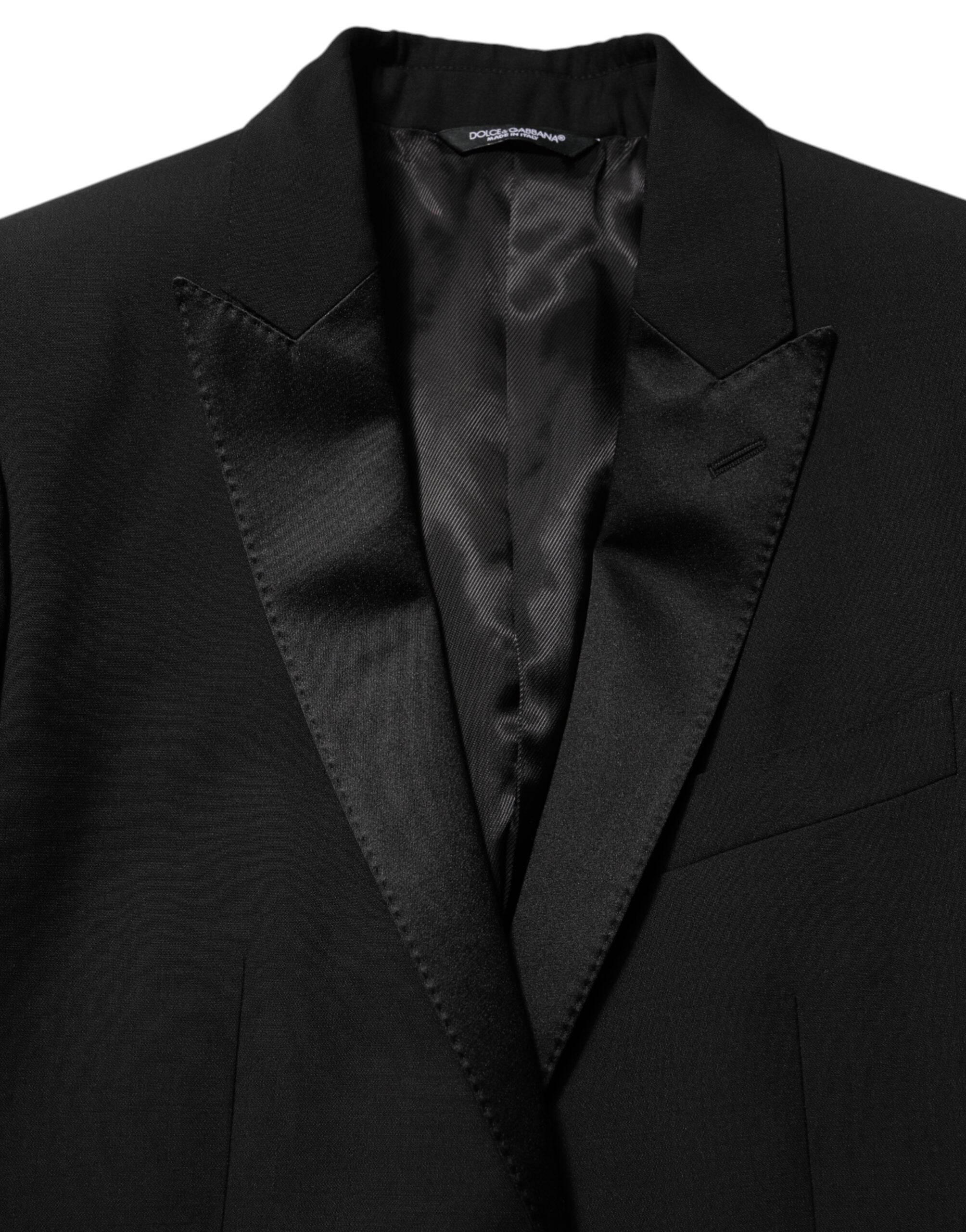 New Dolce & Gabbana Black Wool MARTINI 2 Button Men Suit Blazer