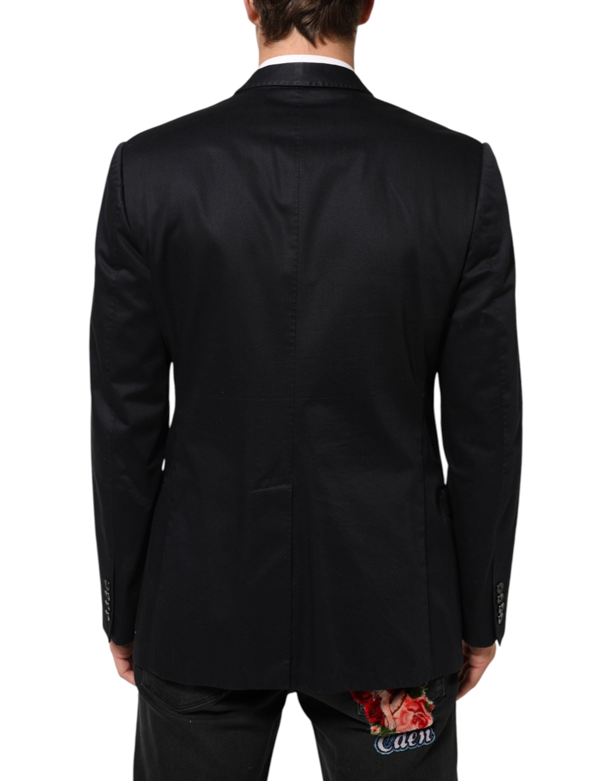 Dolce & Gabbana Blue Cotton 1 Button Suit Jacket Blazer