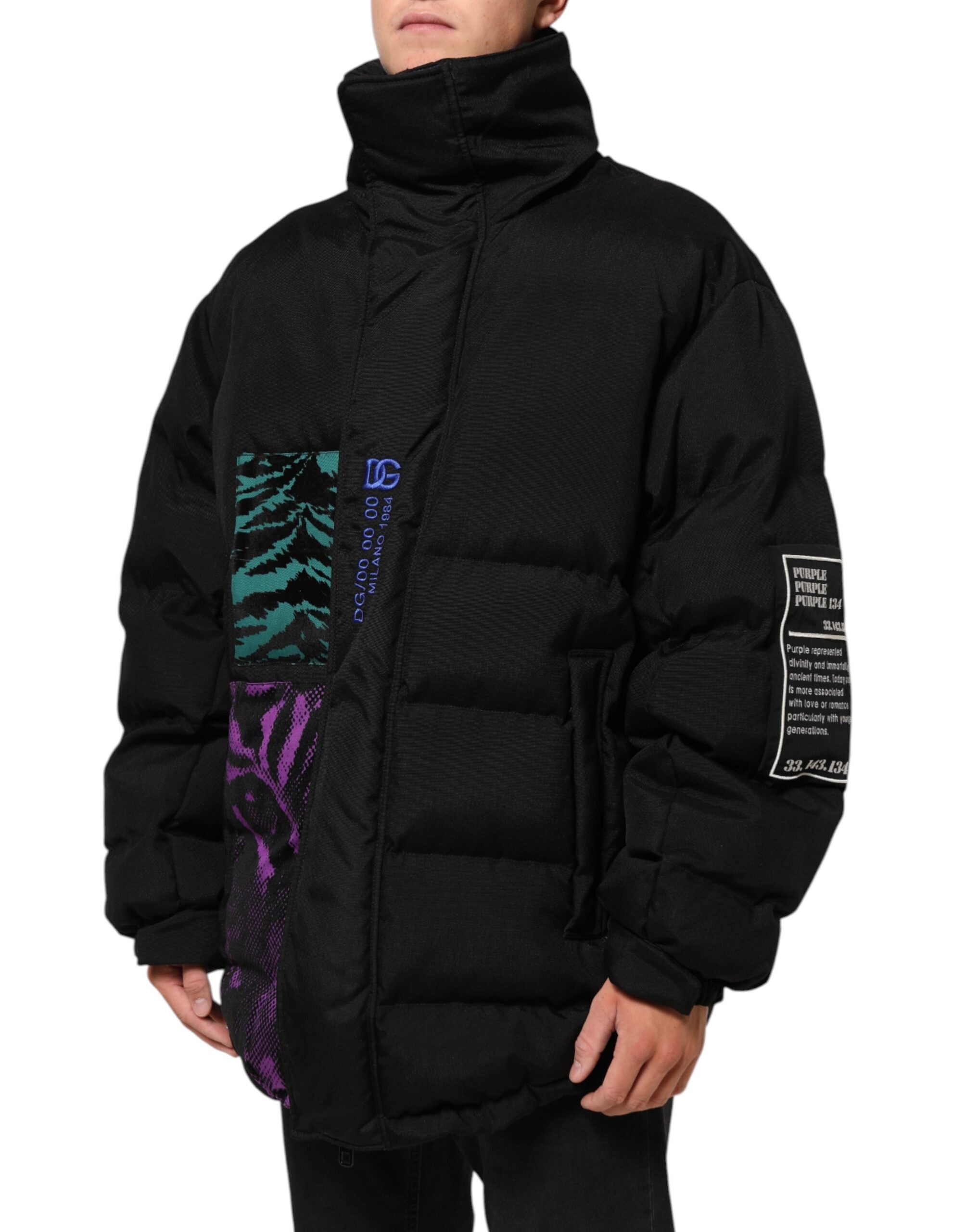 Dolce & Gabbana Black Nylon Puffer Men Full Zip Jacket