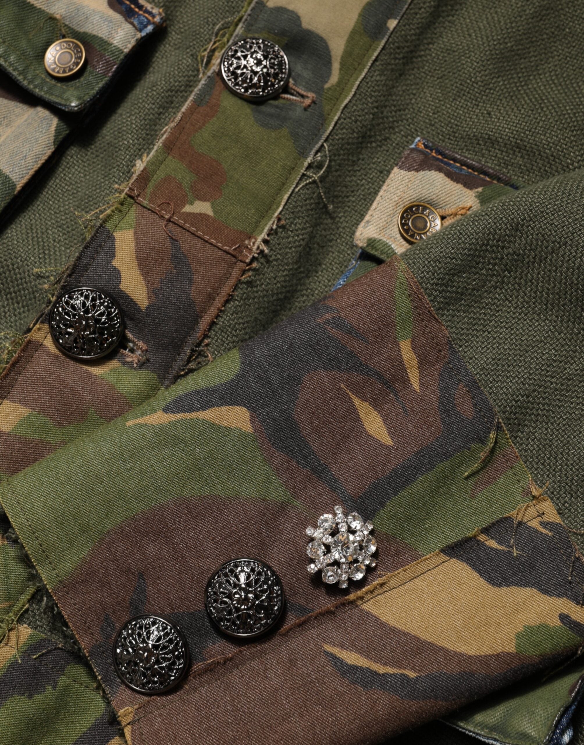 New Dolce & Gabbana Brown Camouflage Linen Button Down Jacket