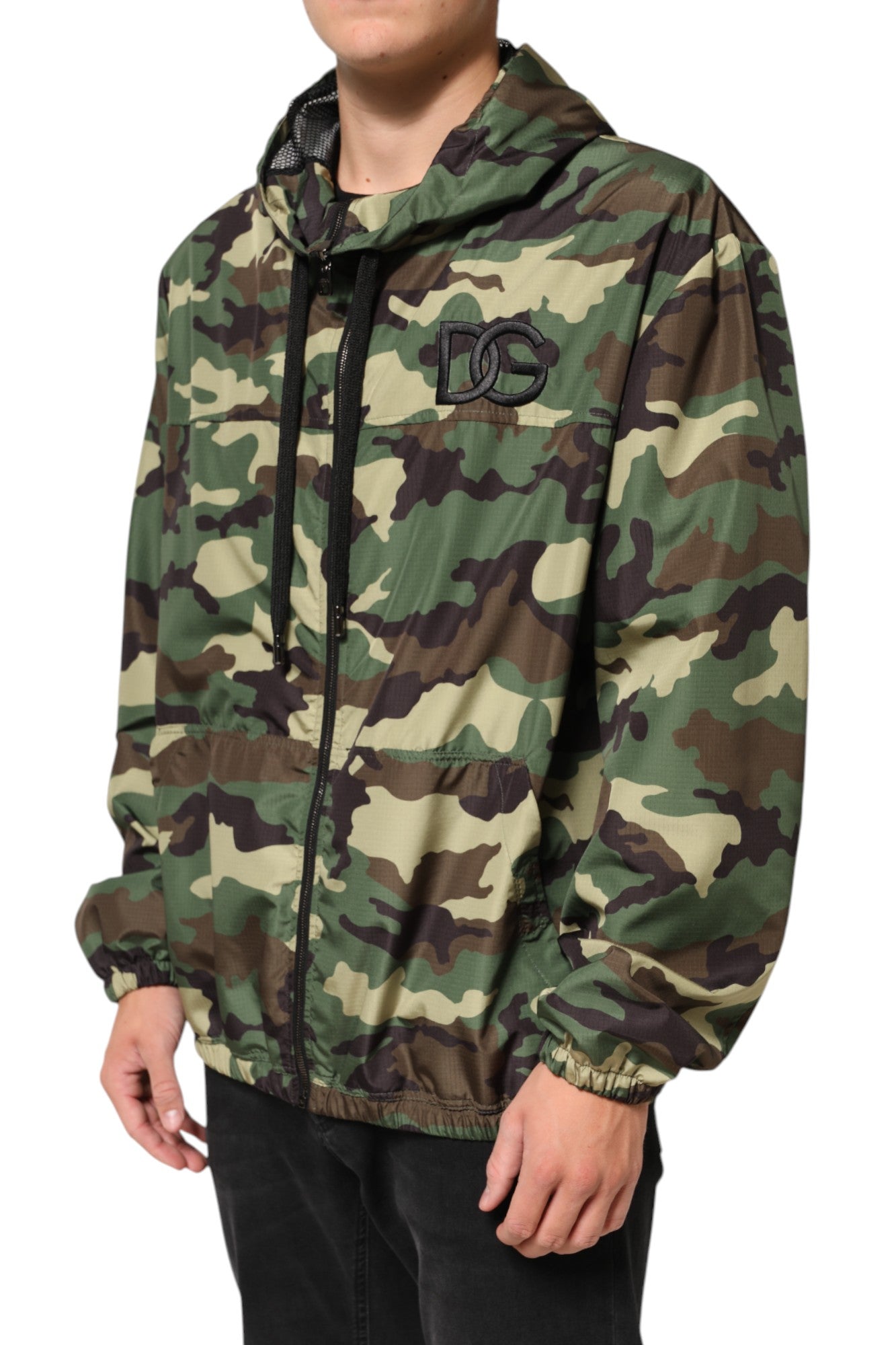 New Dolce & Gabbana Green Camouflage Hooded Sweatshirt Jacket