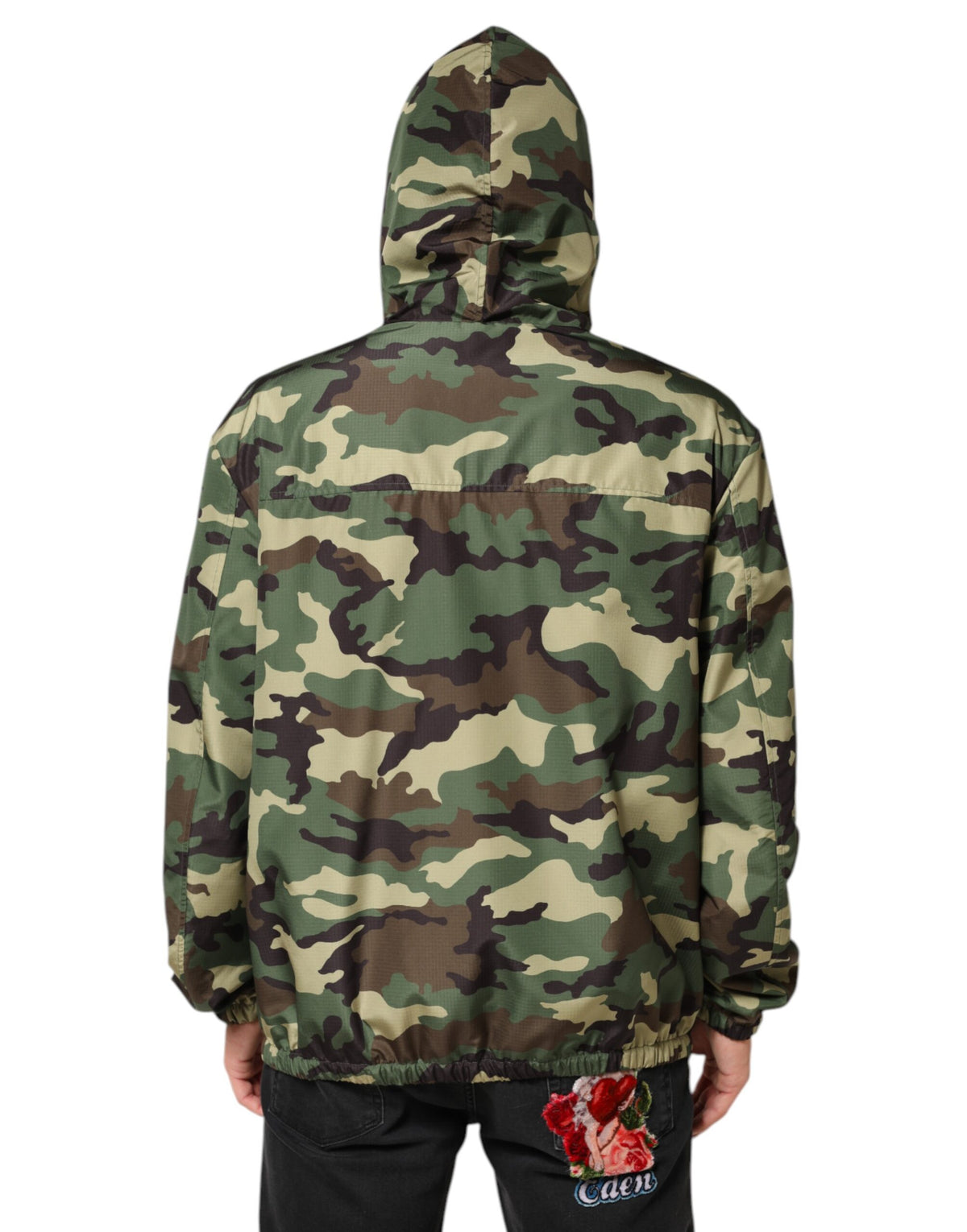 New Dolce & Gabbana Green Camouflage Hooded Sweatshirt Jacket