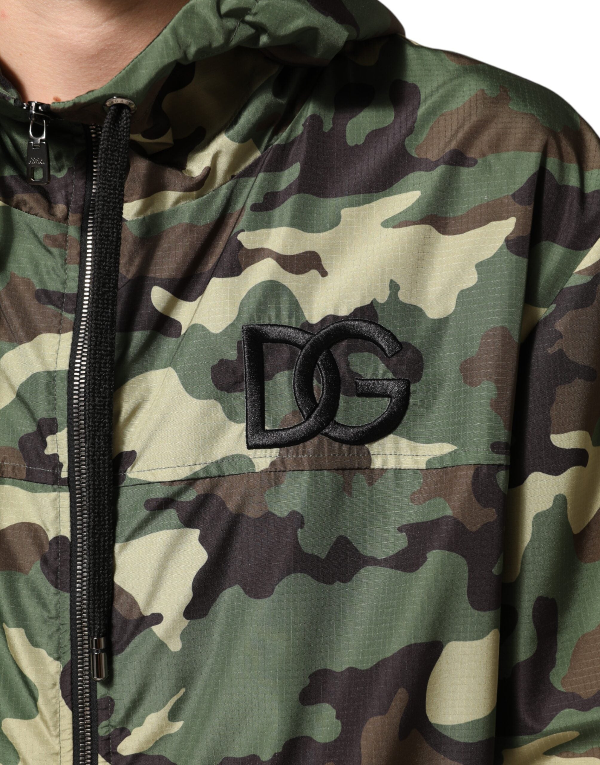 New Dolce & Gabbana Green Camouflage Hooded Sweatshirt Jacket