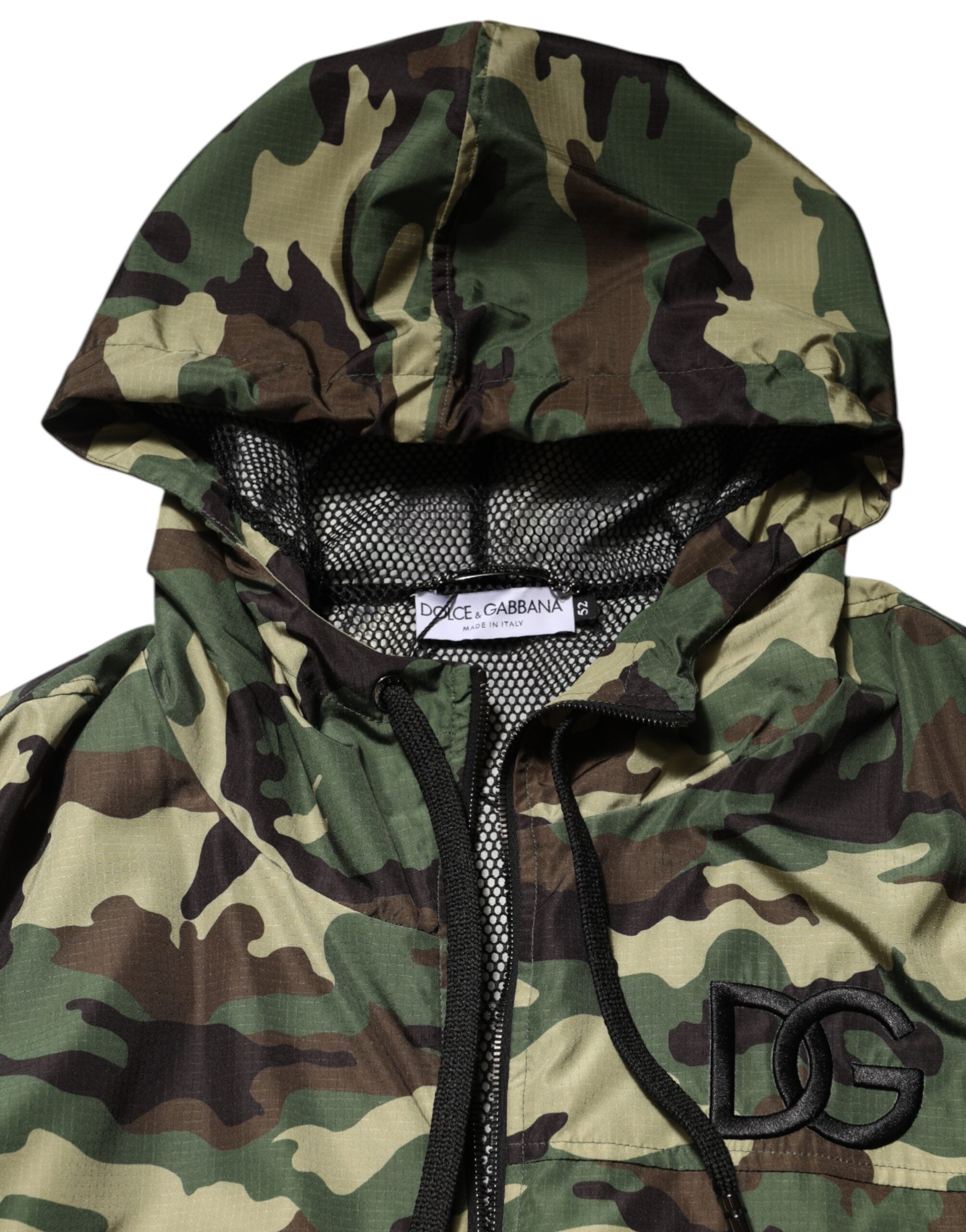 New Dolce & Gabbana Green Camouflage Hooded Sweatshirt Jacket