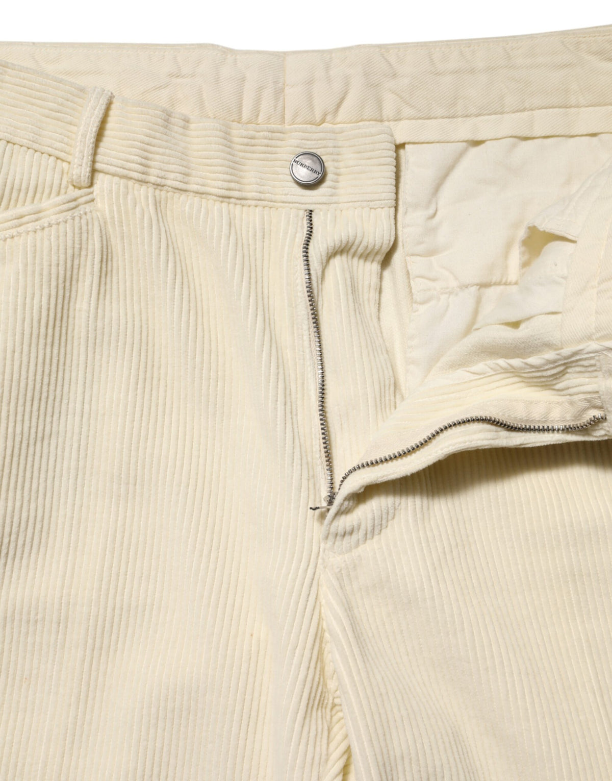 New Burberry Beige Corduroy Cotton Straight Men Trouser Pants