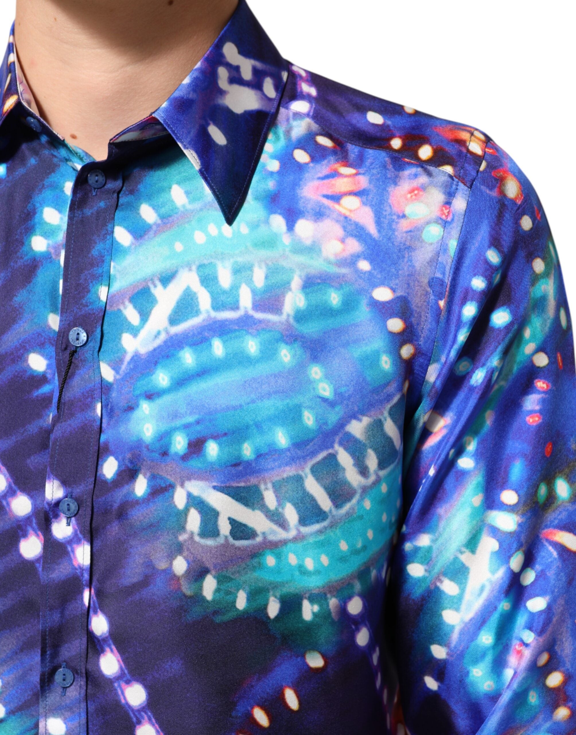 Dolce & Gabbana Multicolor Luminarie MARTINI Slim Men Shirt