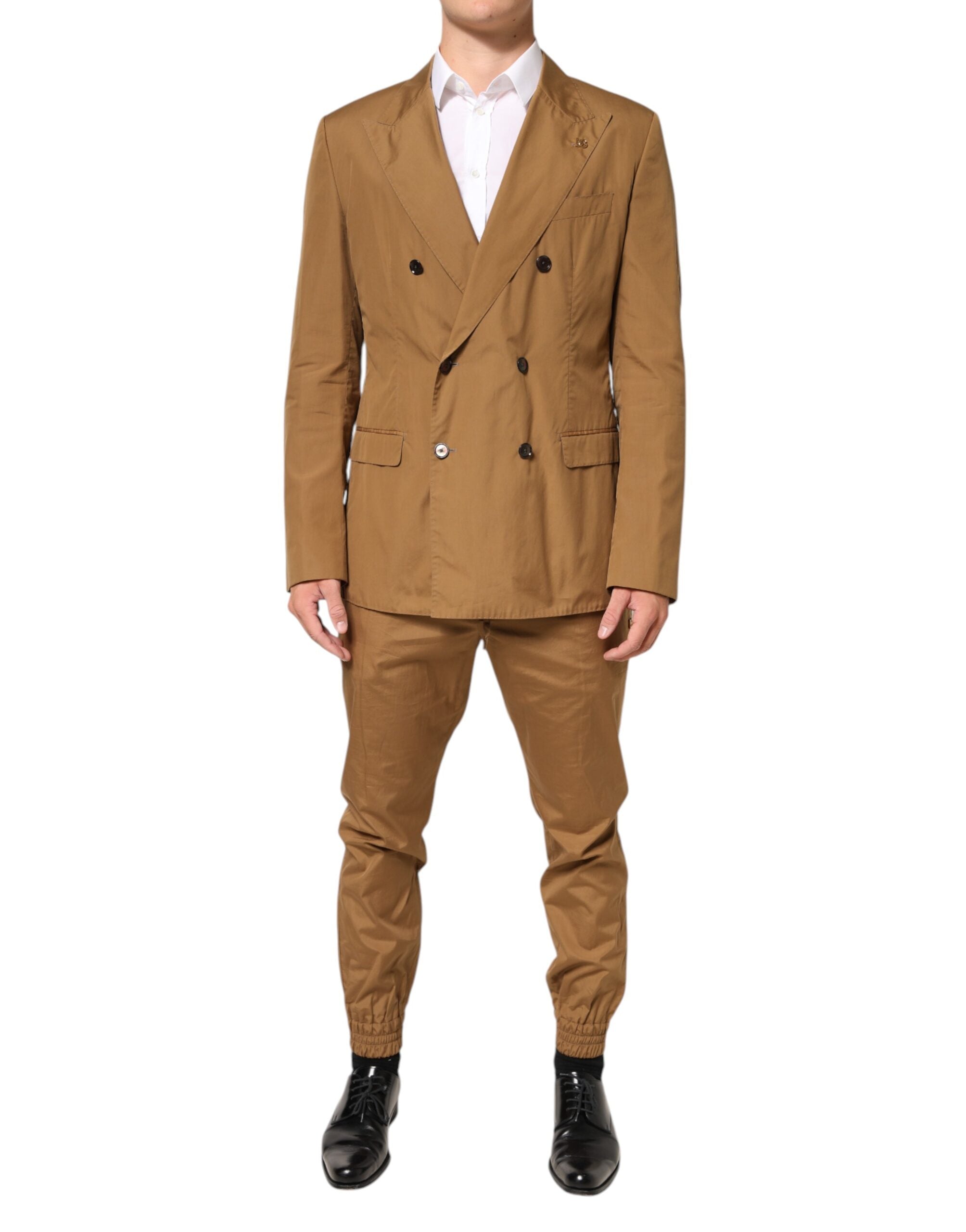 New Dolce & Gabbana Brown TAORMINA Double-Breasted 2 Piece Suit