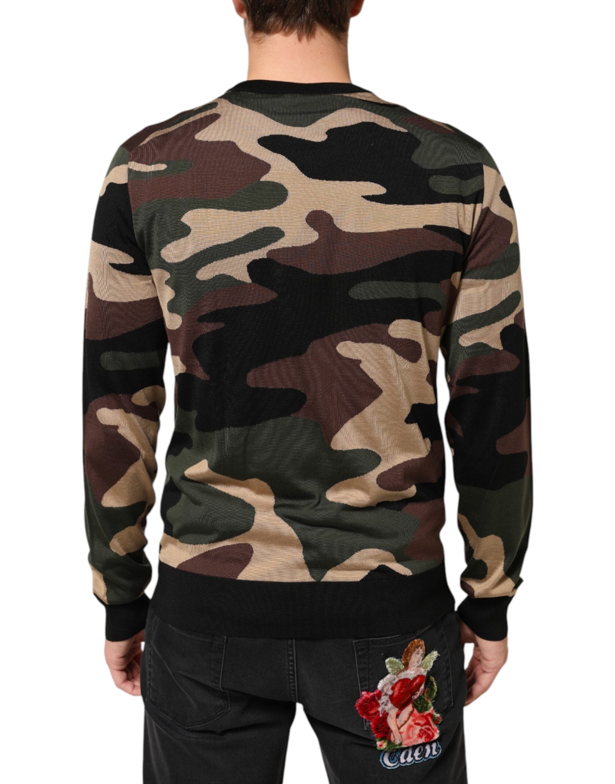 New Dolce & Gabbana Camouflage Crew Neck Men Pullover Sweater