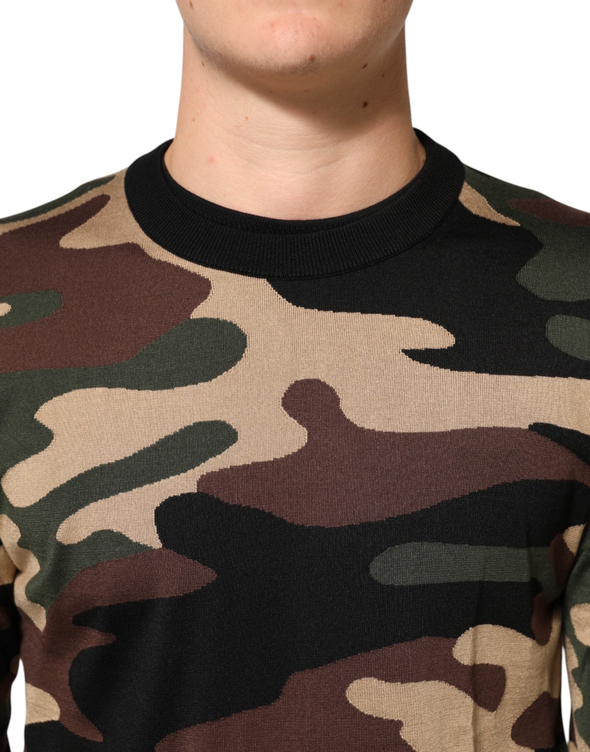 New Dolce & Gabbana Camouflage Crew Neck Men Pullover Sweater