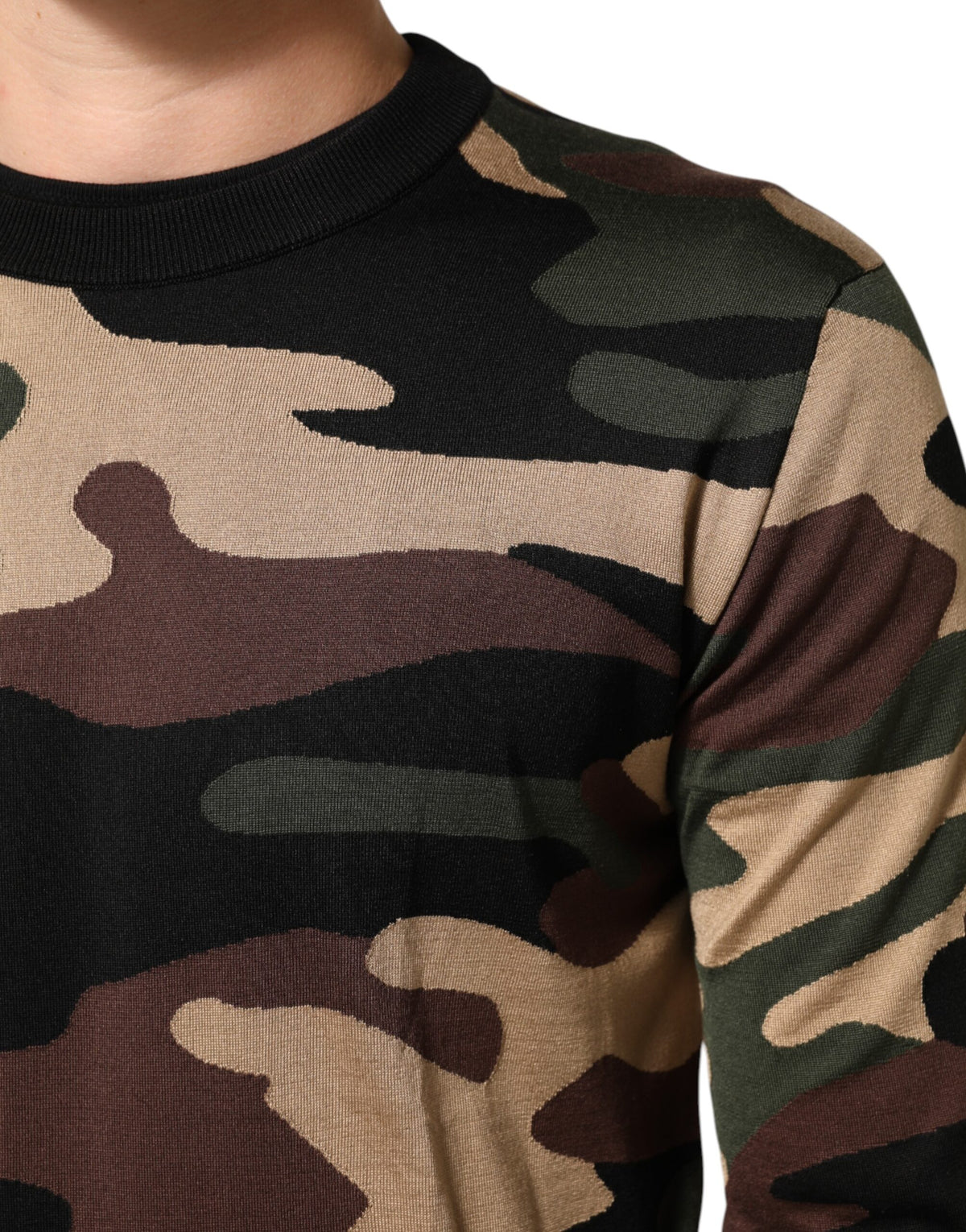 New Dolce & Gabbana Camouflage Crew Neck Men Pullover Sweater