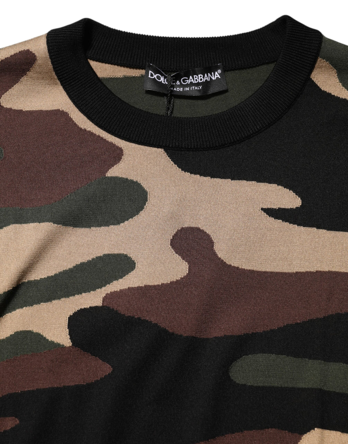 New Dolce & Gabbana Camouflage Crew Neck Men Pullover Sweater