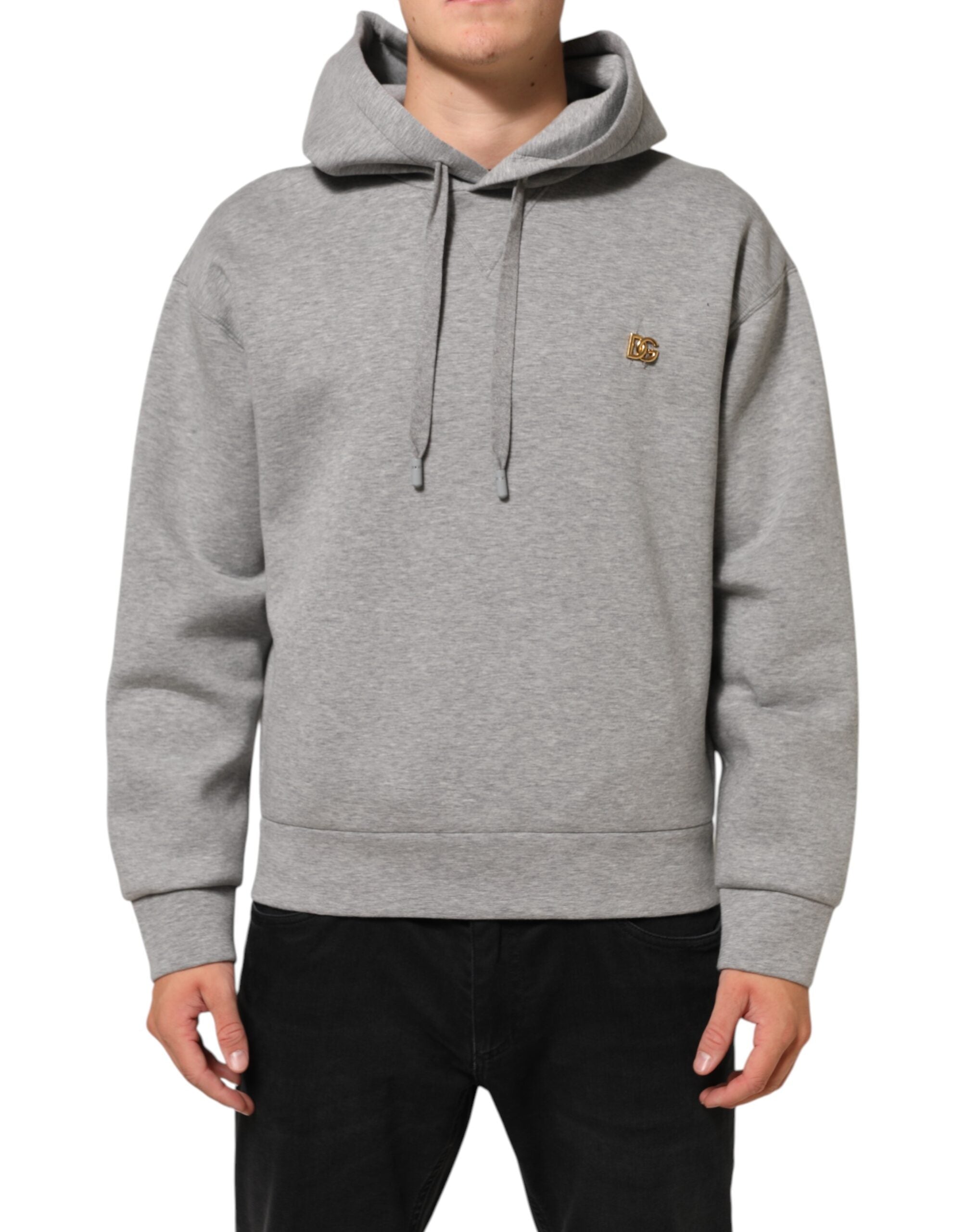 Dolce & Gabbana Gray Logo Cotton Hooded Sweatshirt Sweater