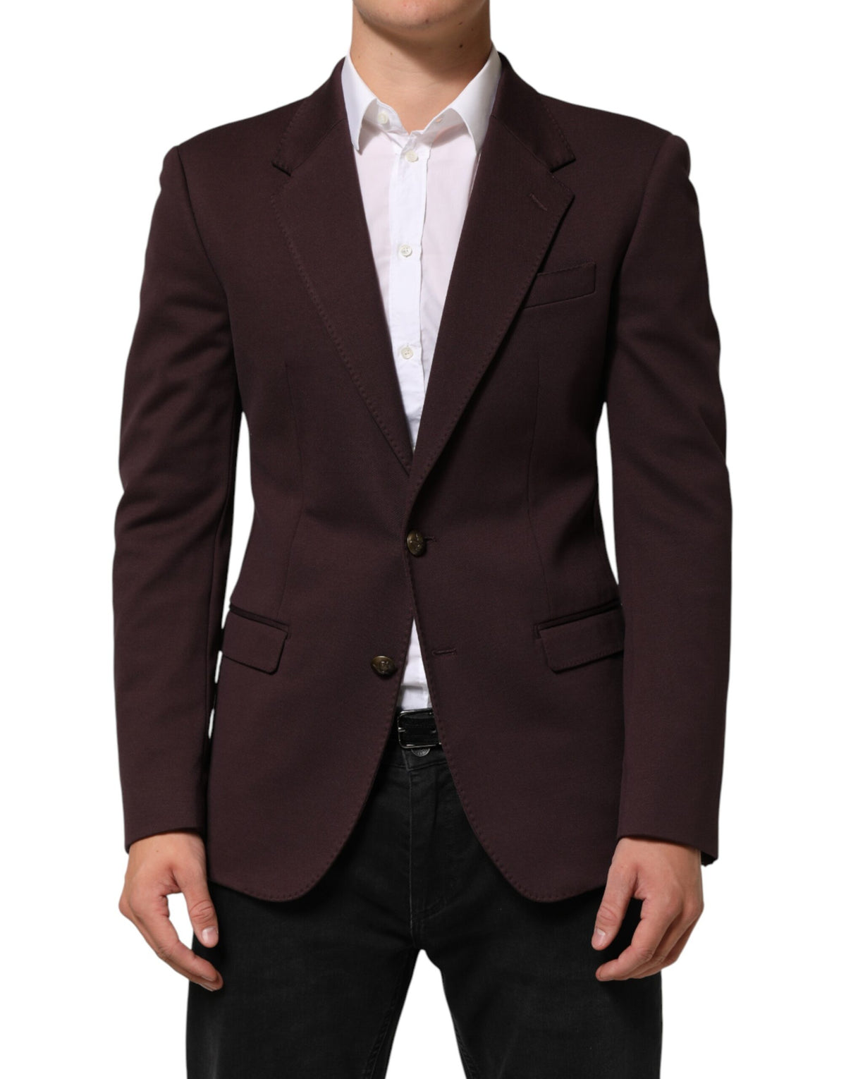 Dolce & Gabbana Maroon Cotton 2 Buttons Suit Jacket Blazer