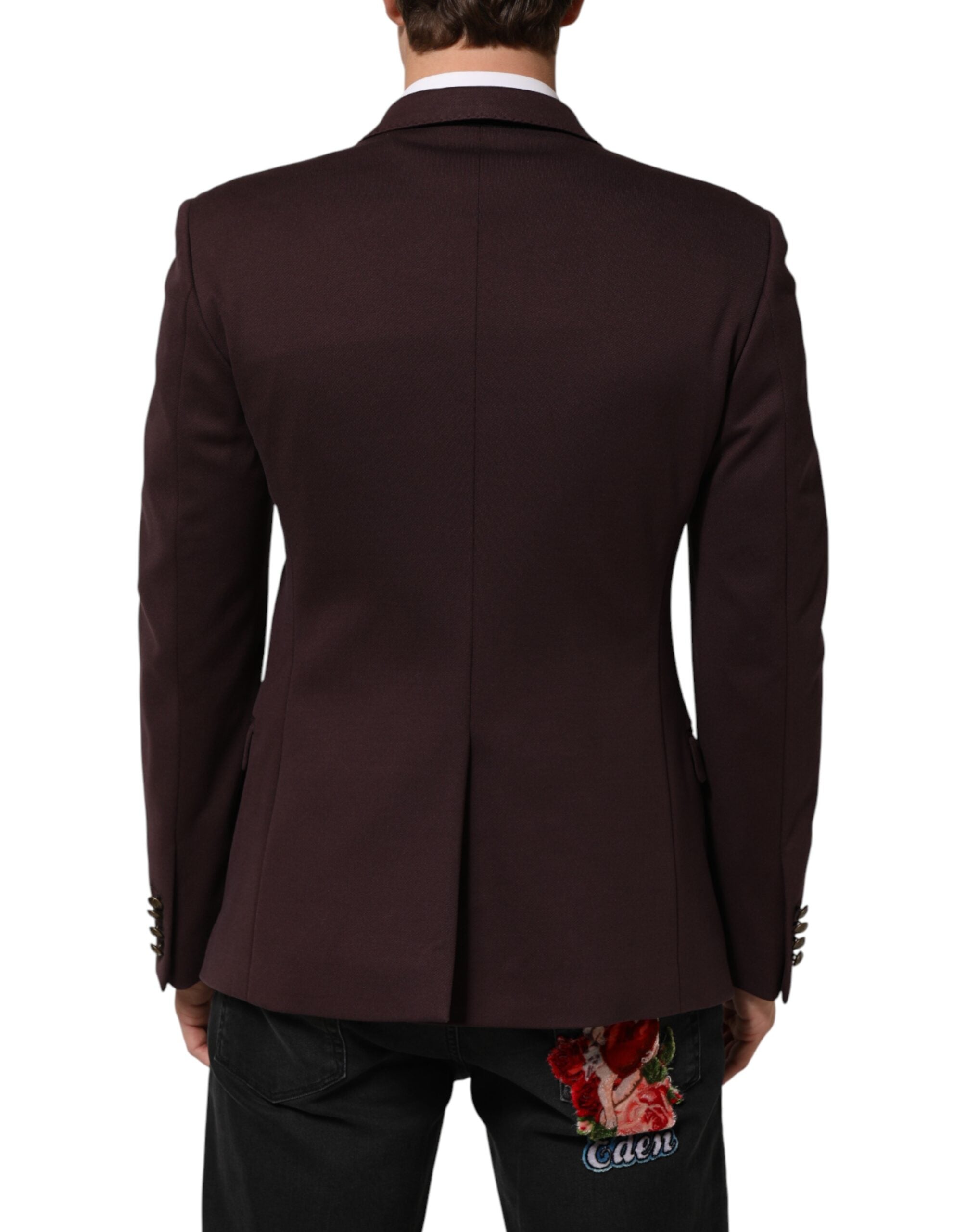 New Dolce & Gabbana Maroon Cotton 2 Buttons Suit Jacket Blazer