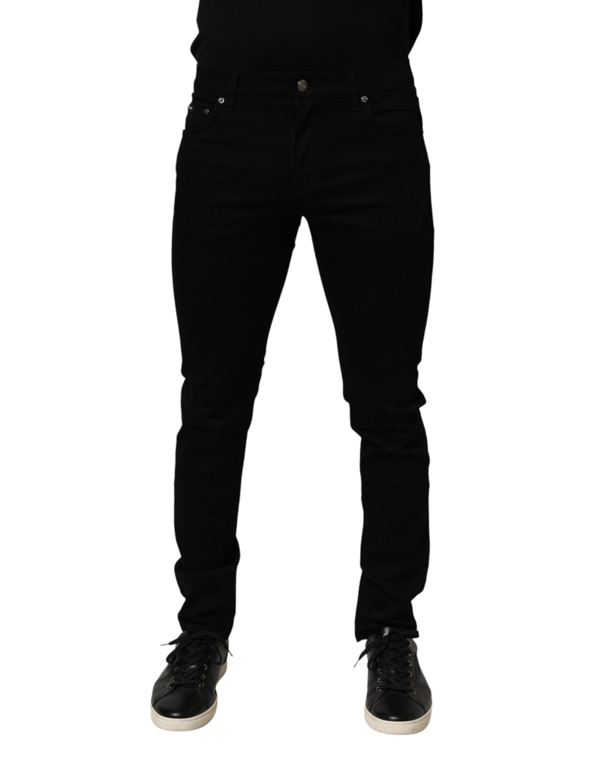 Dolce & Gabbana Black Cotton Stretch Slim Fit Men Denim Jeans