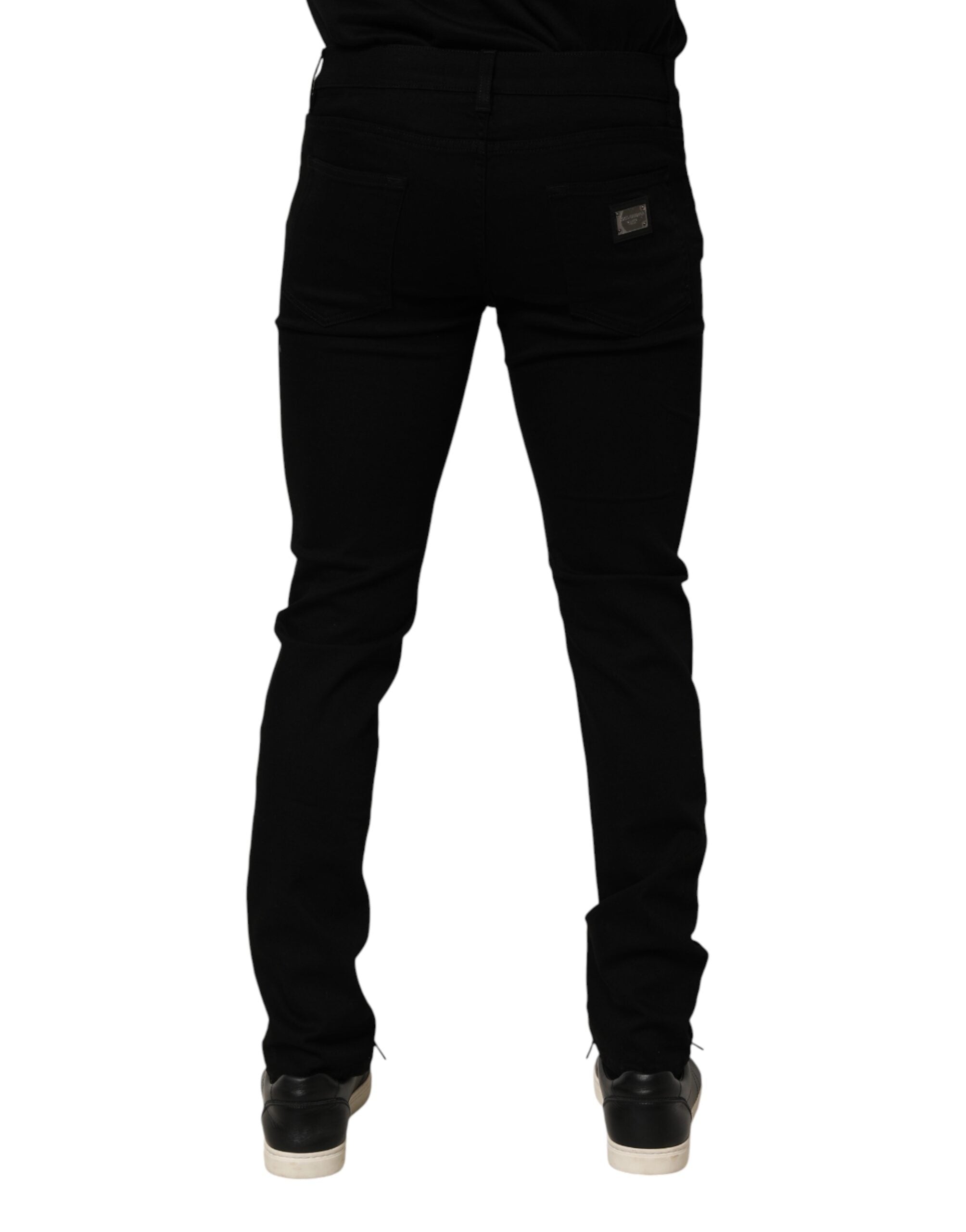 New Dolce & Gabbana Black Cotton Stretch Slim Fit Men Denim Jeans