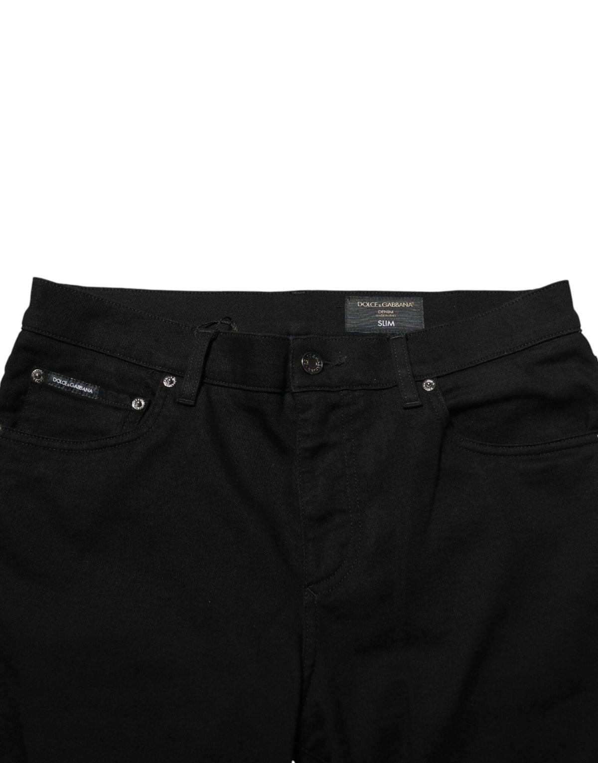 New Dolce & Gabbana Black Cotton Stretch Slim Fit Men Denim Jeans