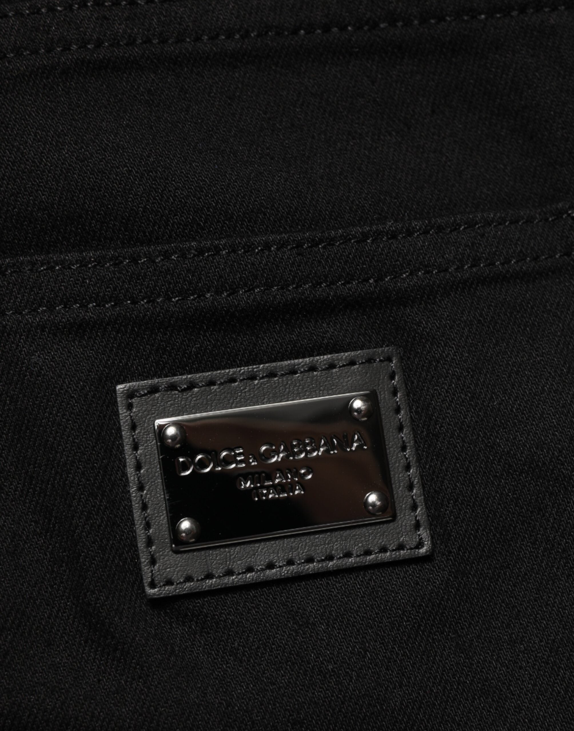 New Dolce & Gabbana Black Cotton Stretch Slim Fit Men Denim Jeans