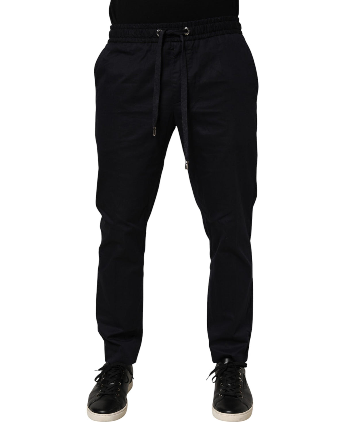 Dolce & Gabbana Black Mid Waist Drawstring Men Jogger Pants