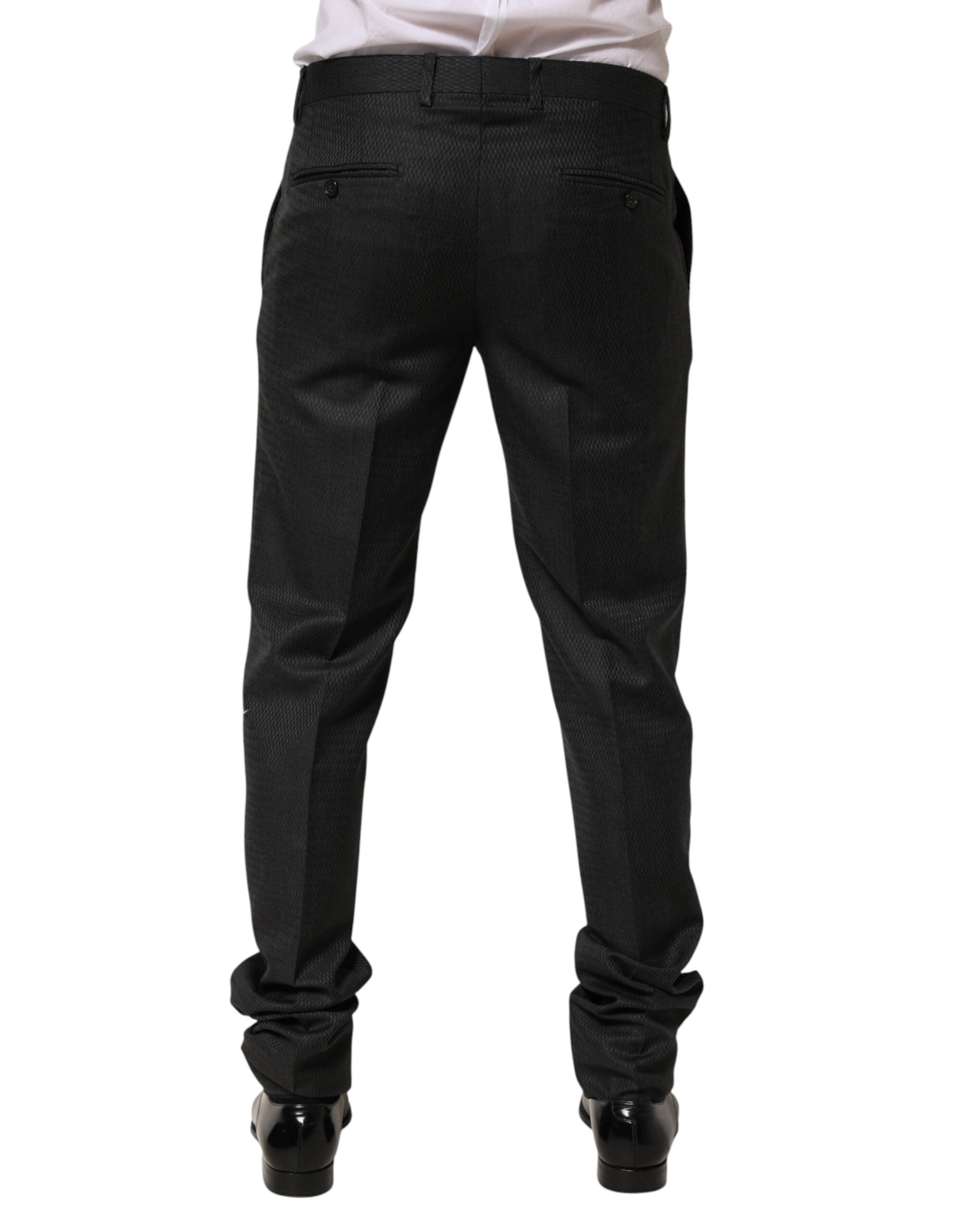 New Dolce & Gabbana Black Wool Formal Dress Men Trouser Pants