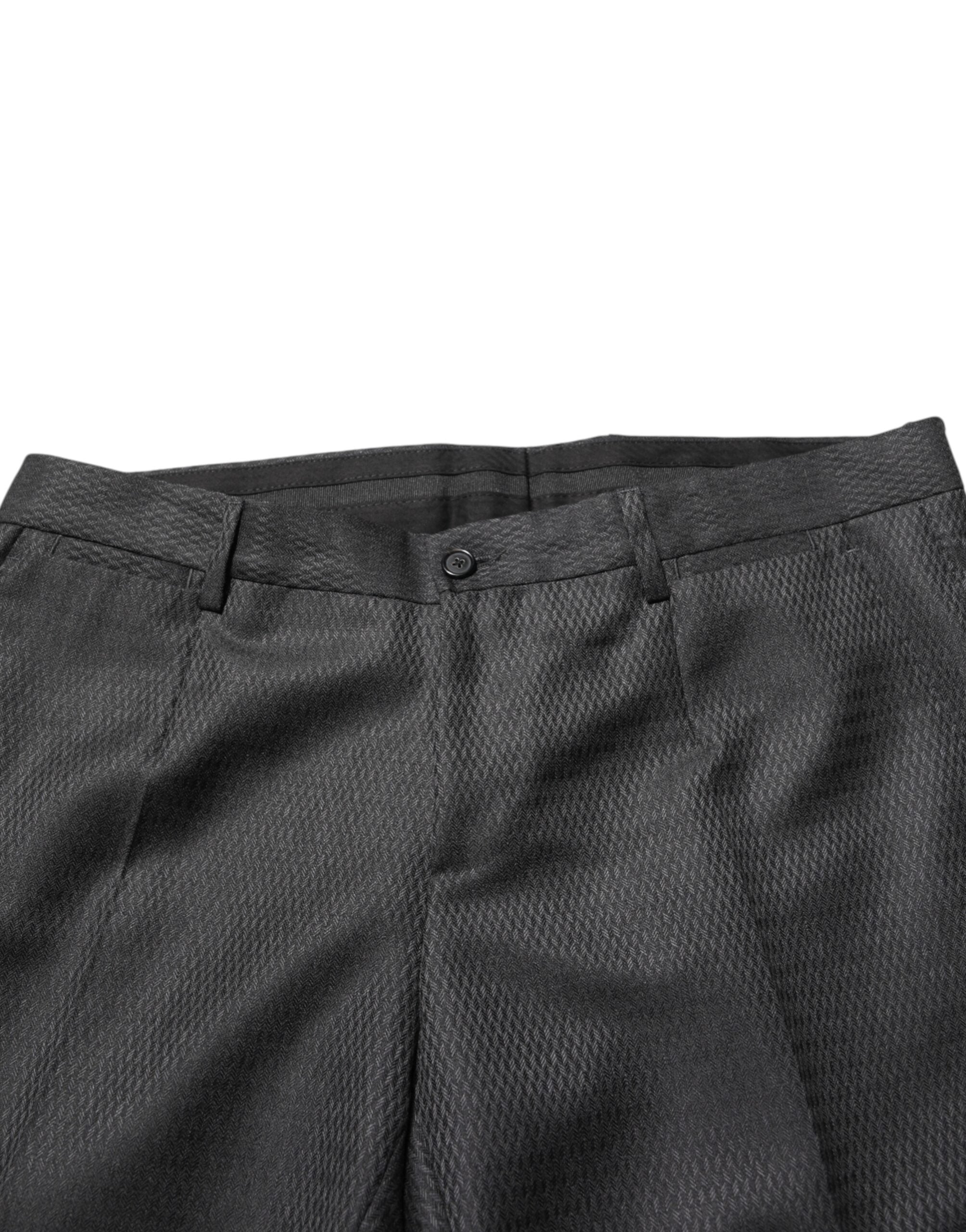 New Dolce & Gabbana Black Wool Formal Dress Men Trouser Pants