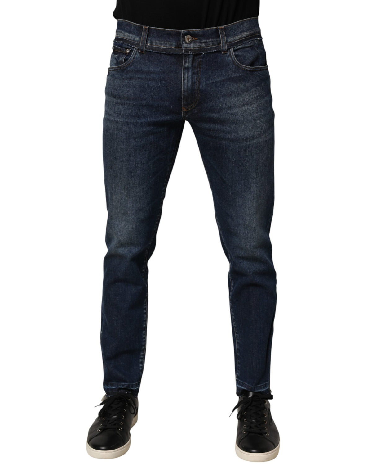 New Dolce & Gabbana Blue Cotton Stretch Skinny Men Denim Jeans