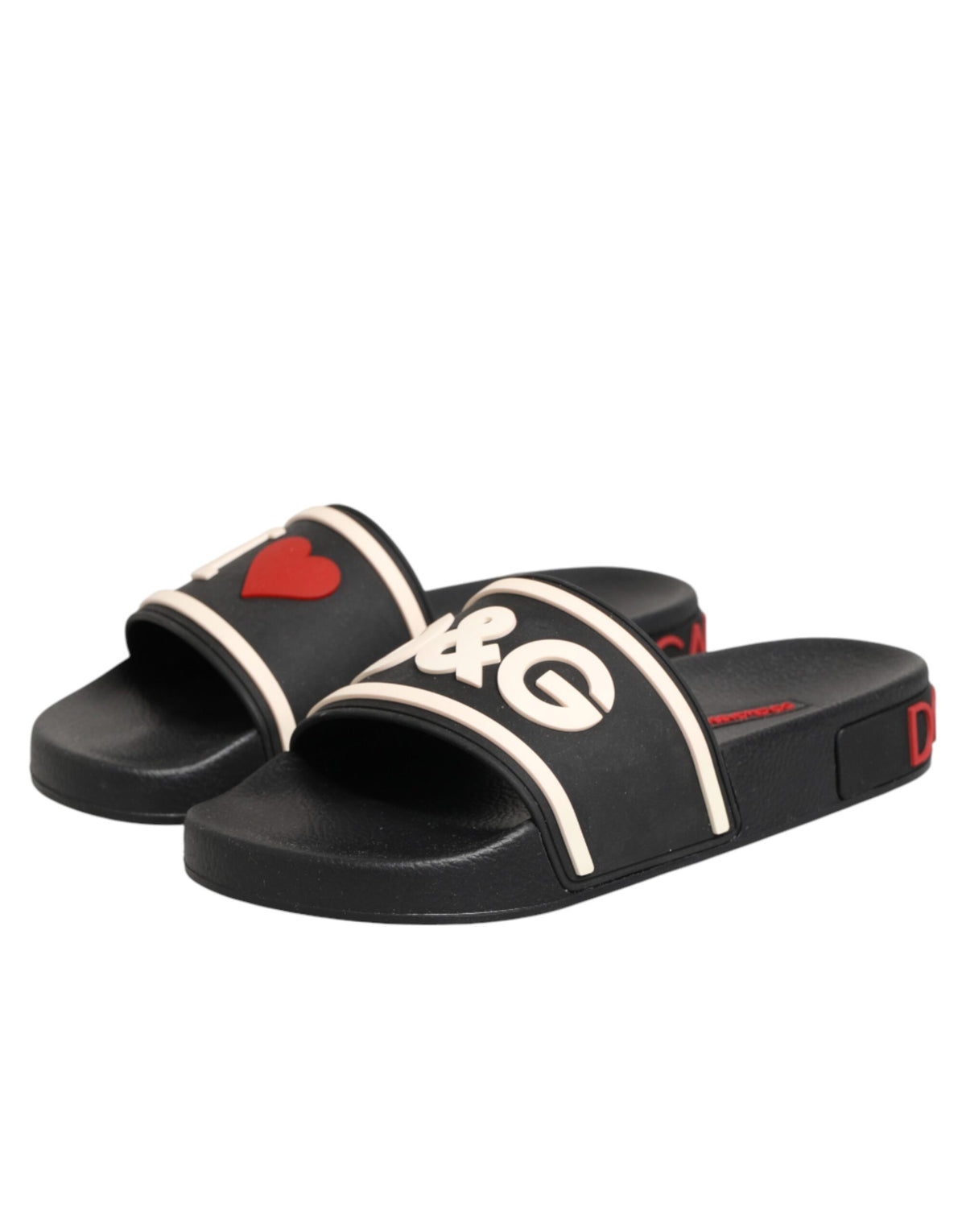 New Dolce & Gabbana Black Rubber Slides Sandals Beachwear Shoes