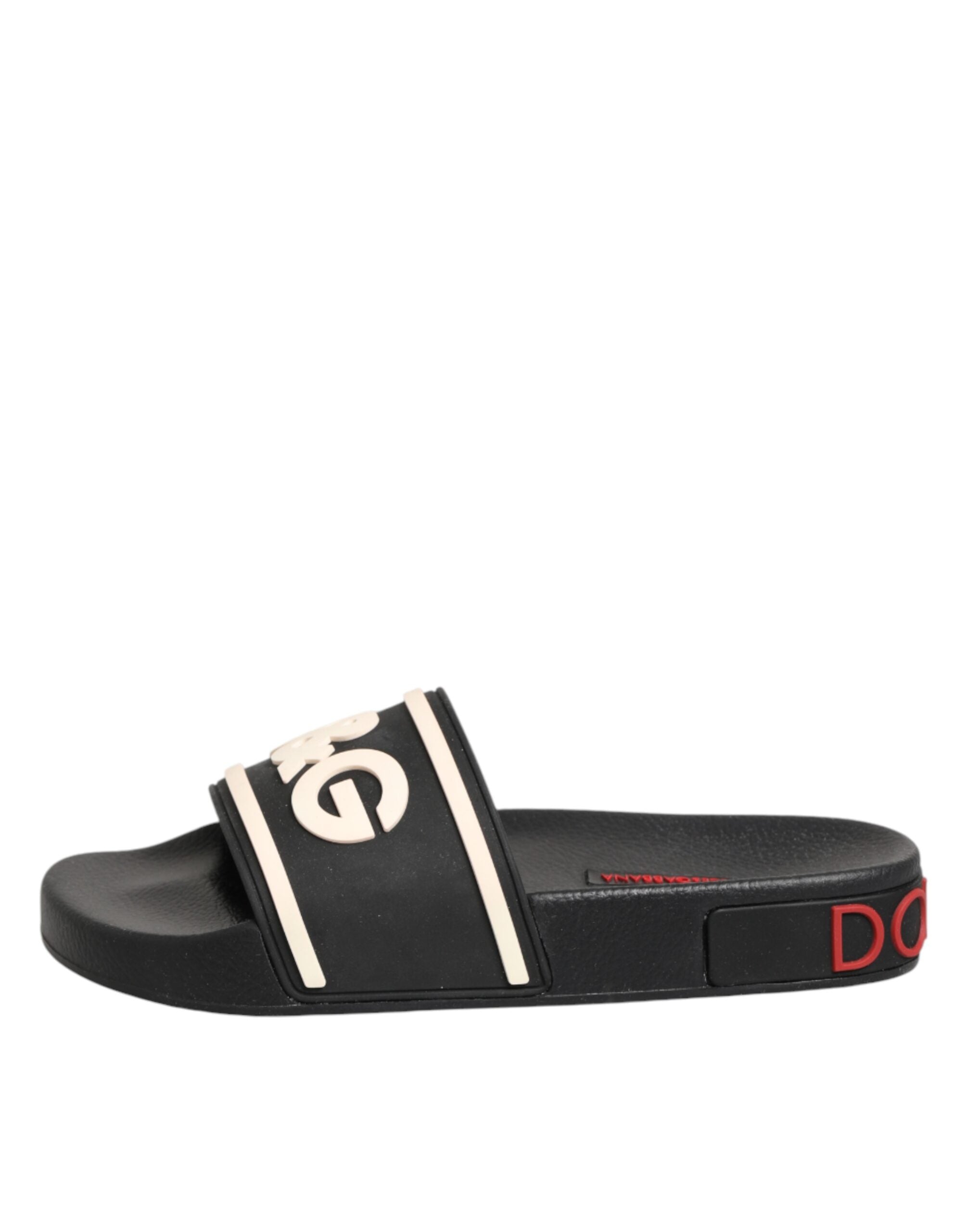 New Dolce & Gabbana Black Rubber Slides Sandals Beachwear Shoes