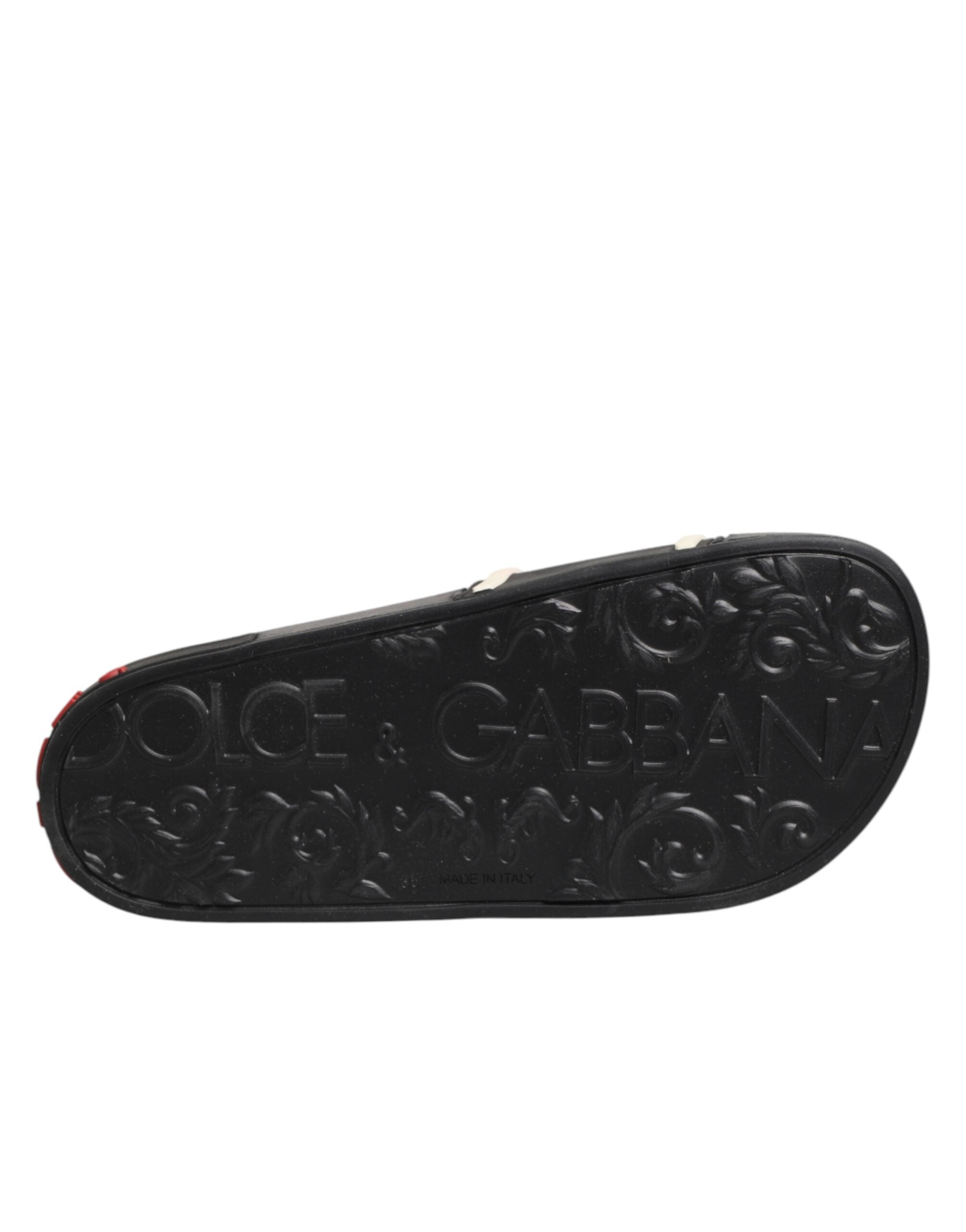 New Dolce & Gabbana Black Rubber Slides Sandals Beachwear Shoes