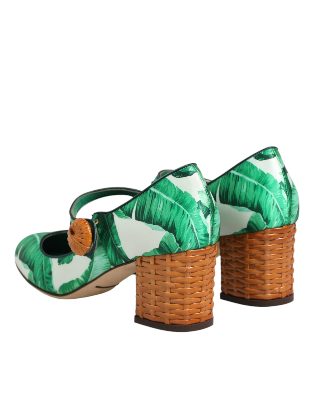 New Dolce & Gabbana Green Silk MARY JANES Leaf Sandals Shoes