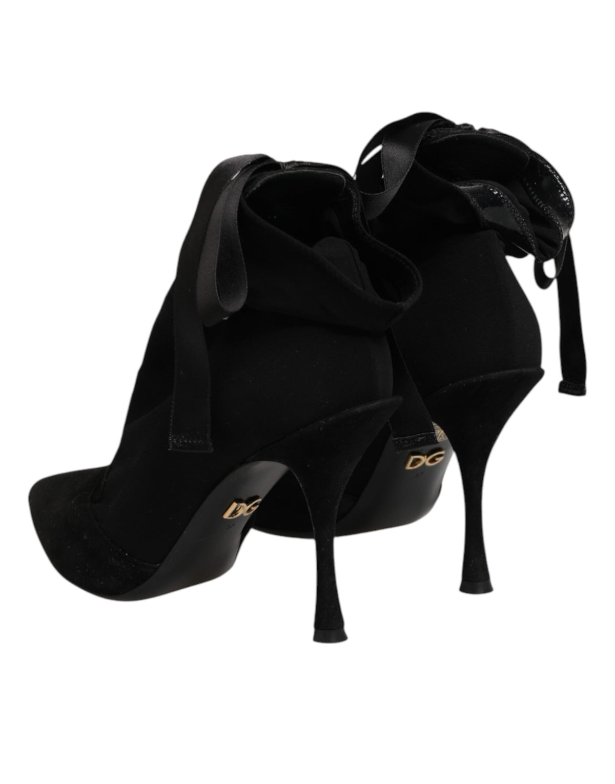 New Dolce & Gabbana Black Stiletto Heels Lace Up Boots Shoes