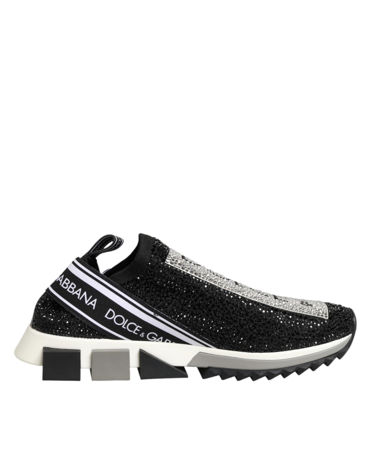 Dolce & Gabbana Black Silver Slip On Sorrento Sneakers Shoes