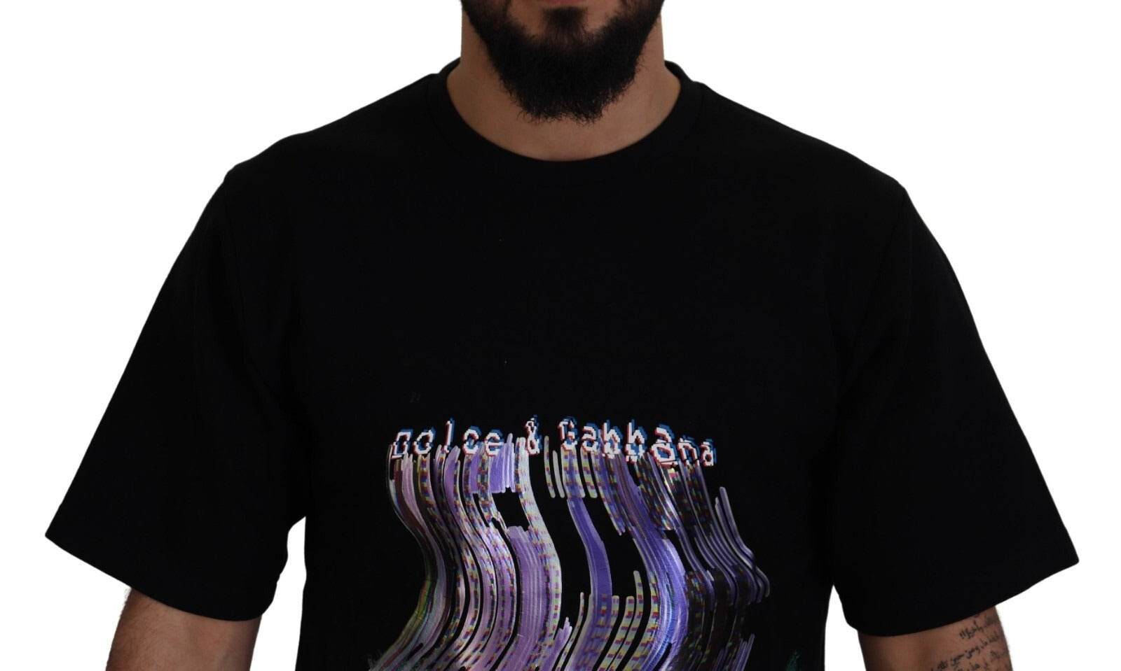 New Dolce & Gabbana Cotton Black Printed Crewneck Tee T-shirt