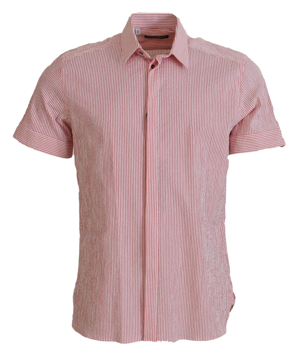 New Dolce & Gabbana Red White Striped Cotton Short Sleeve Shirt