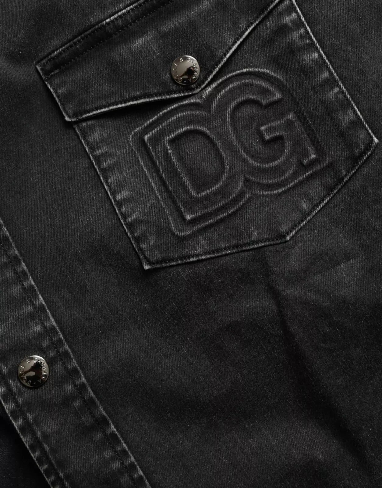 New Dolce & Gabbana Black Cotton Long Sleeve Denim Casual Shirt