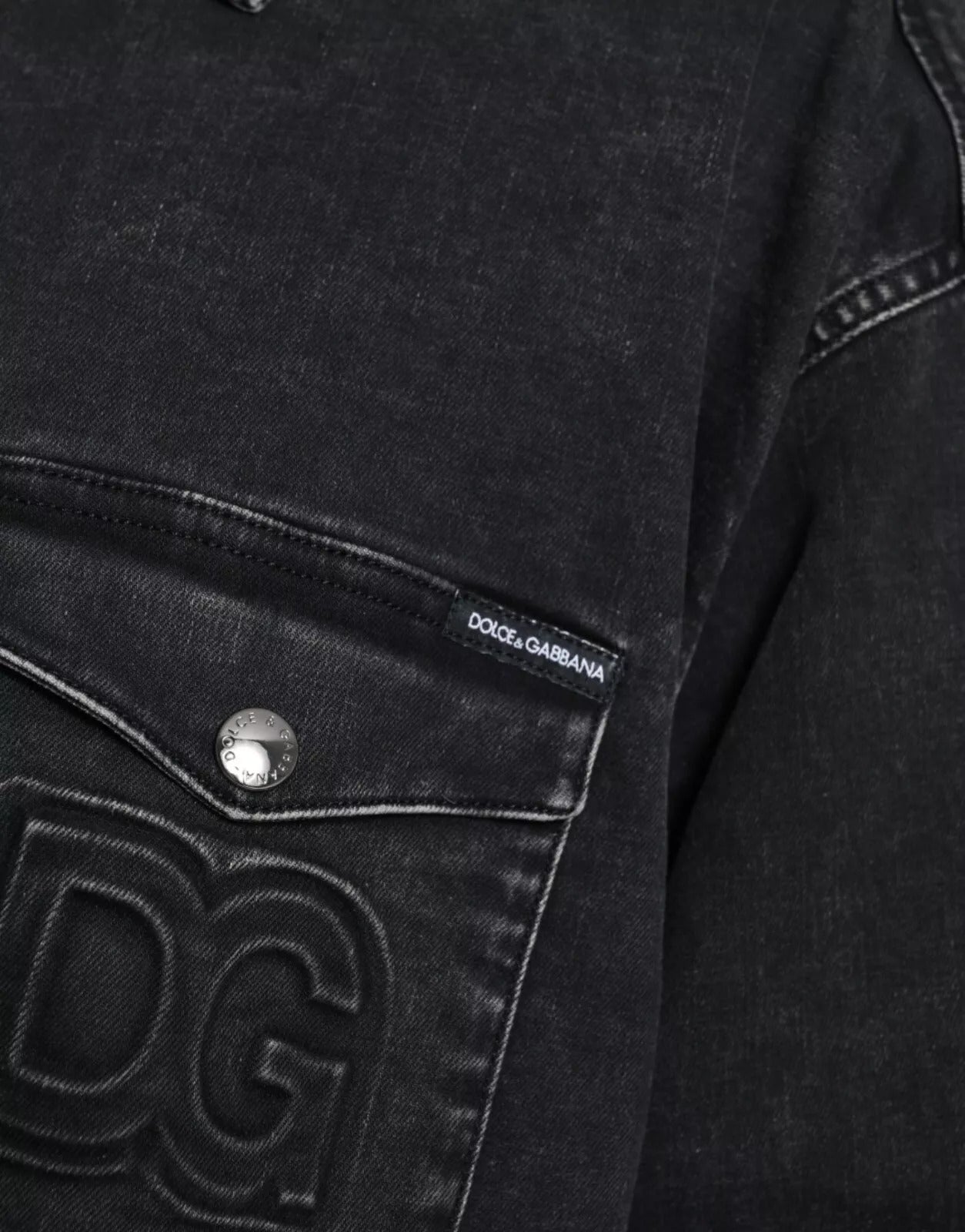 New Dolce & Gabbana Black Cotton Long Sleeve Denim Casual Shirt