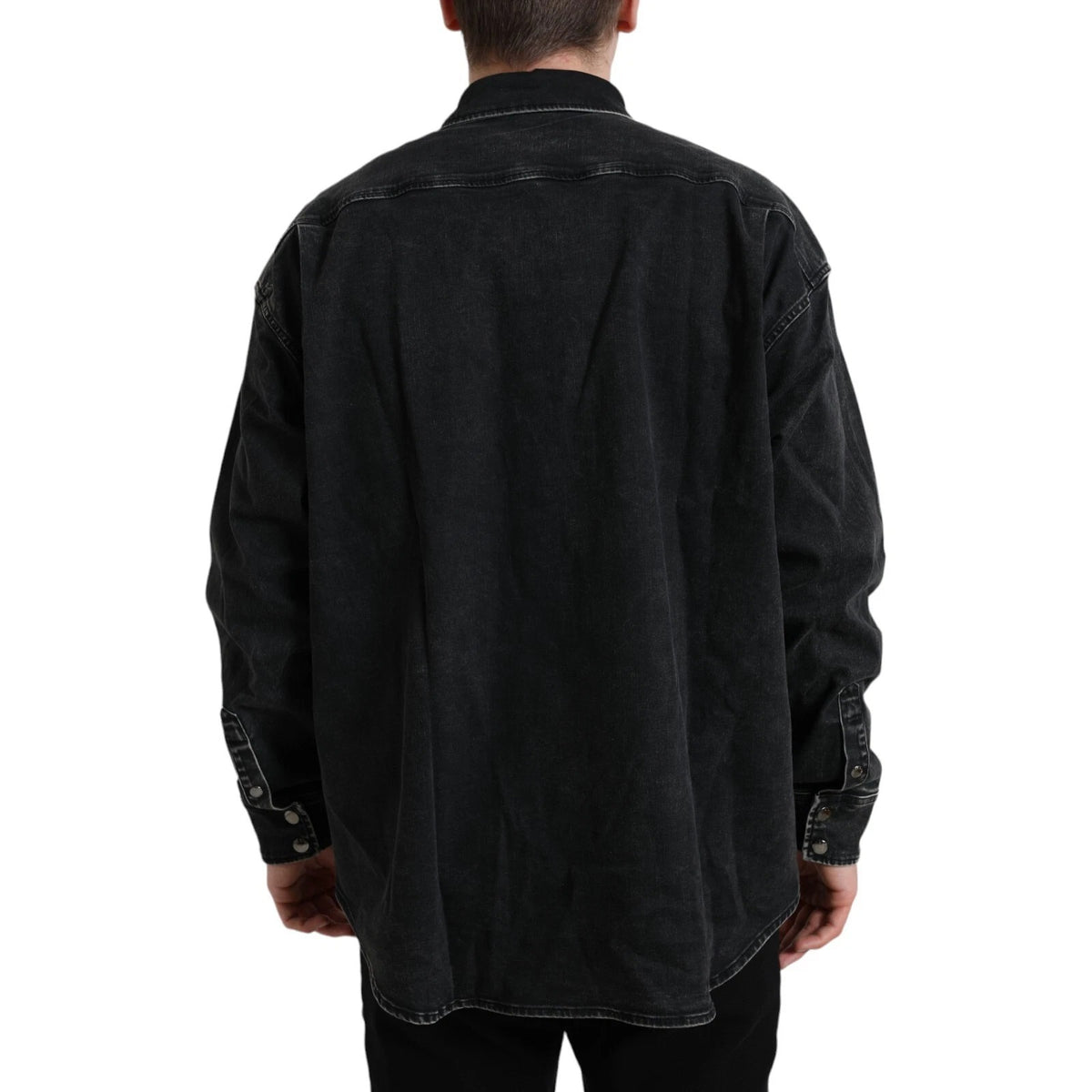 New Dolce & Gabbana Black Cotton Long Sleeve Denim Casual Shirt