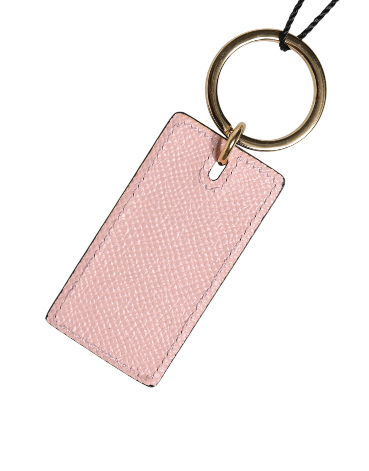 Dolce & Gabbana Pink Leather DG Logo Metal Ring Keychain Keyring
