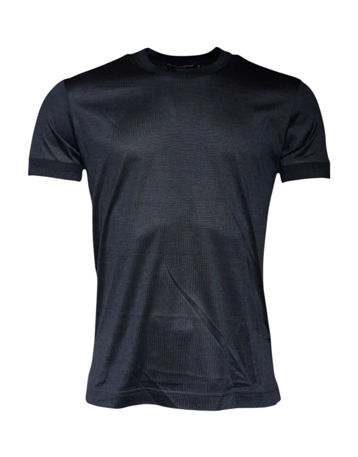New Dolce & Gabbana Blue Silk Crew Neck Short Sleeves Men T-shirt