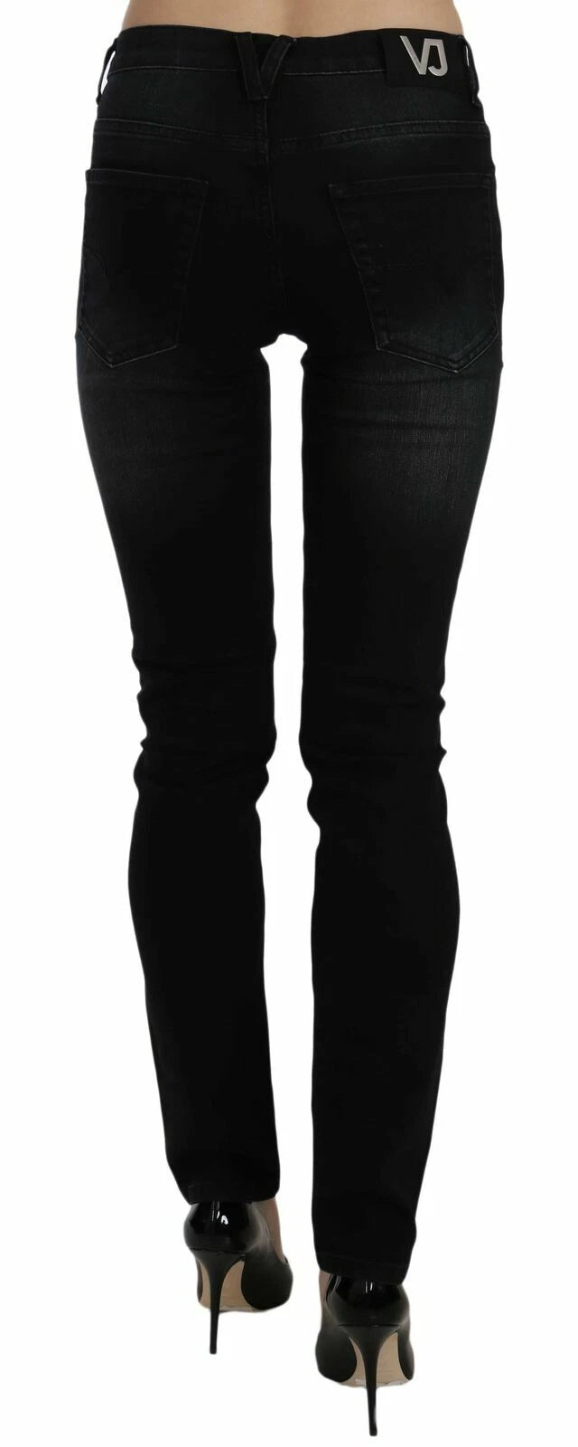 New Versace Jeans Couture Dark Black Dora Slim Fit Denim Pants