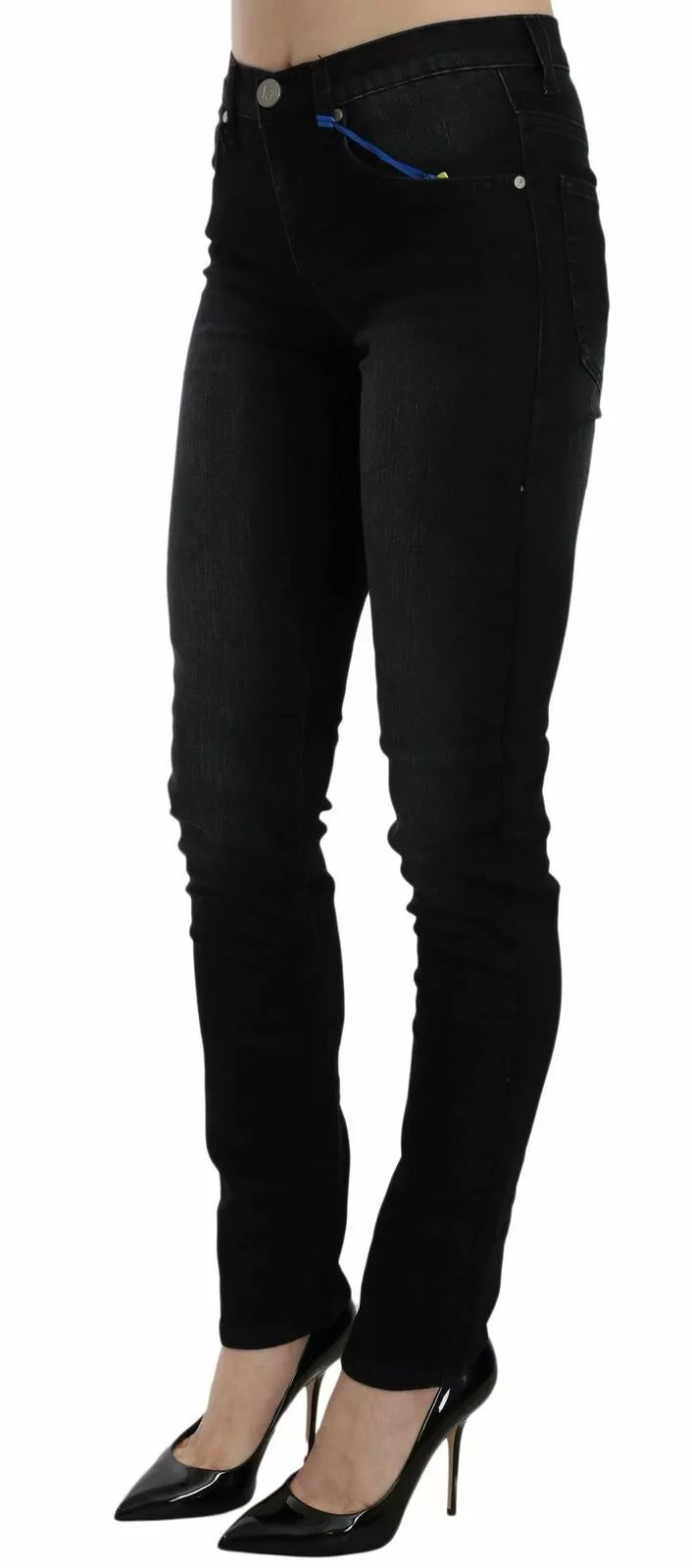 New Versace Jeans Couture Dark Black Dora Slim Fit Denim Pants