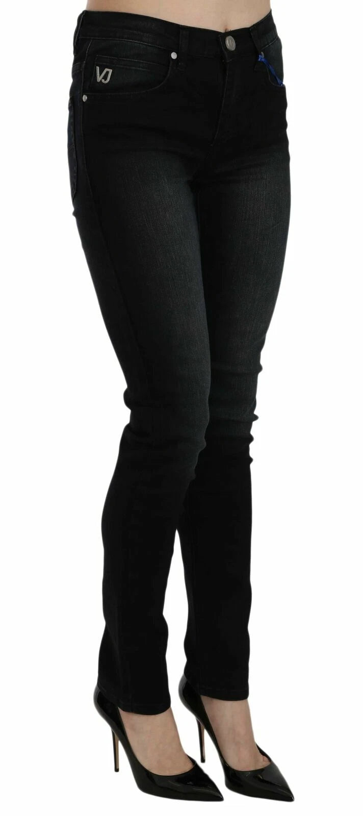 New Versace Jeans Couture Dark Black Dora Slim Fit Denim Pants